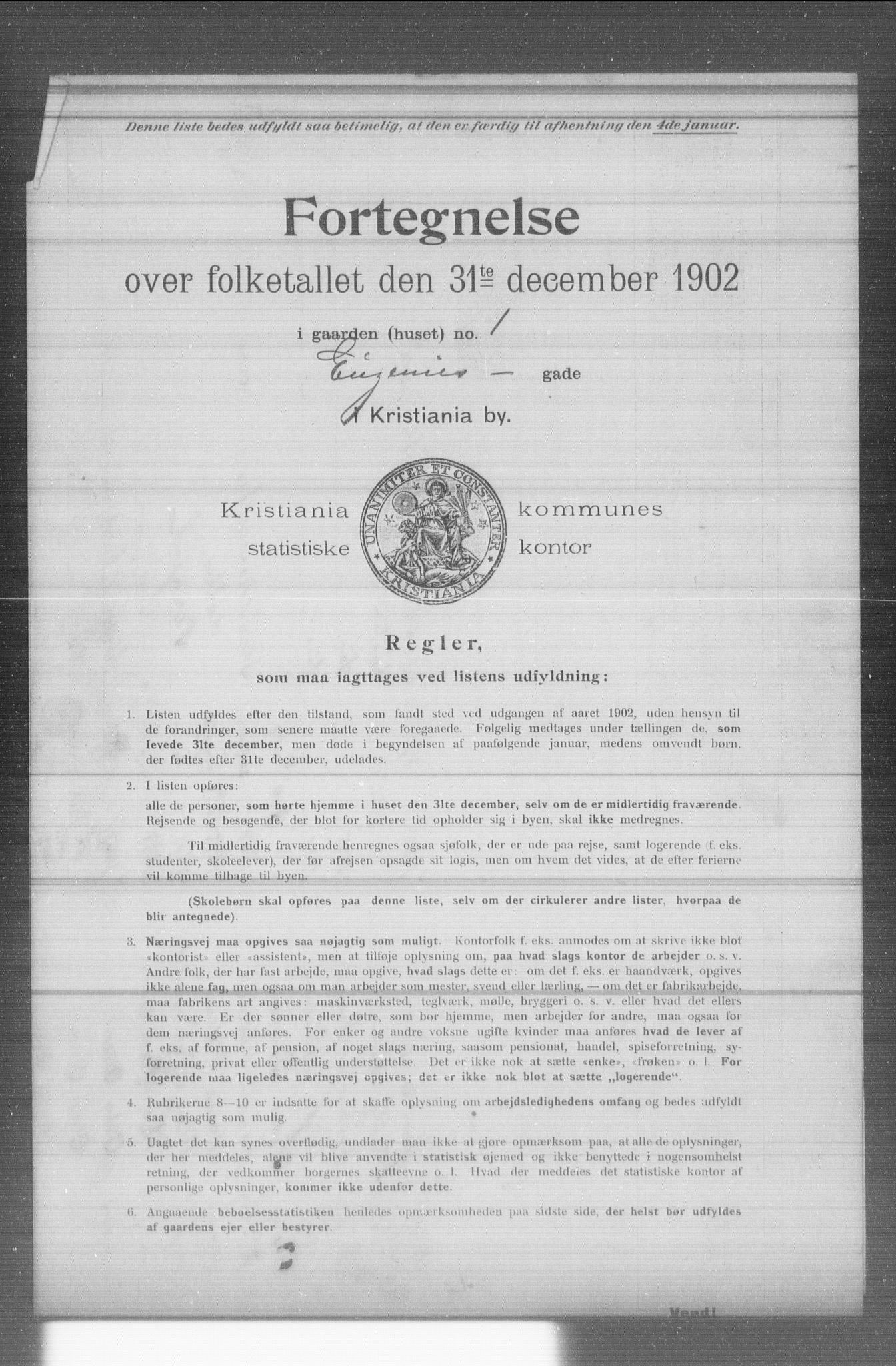 OBA, Municipal Census 1902 for Kristiania, 1902, p. 4409