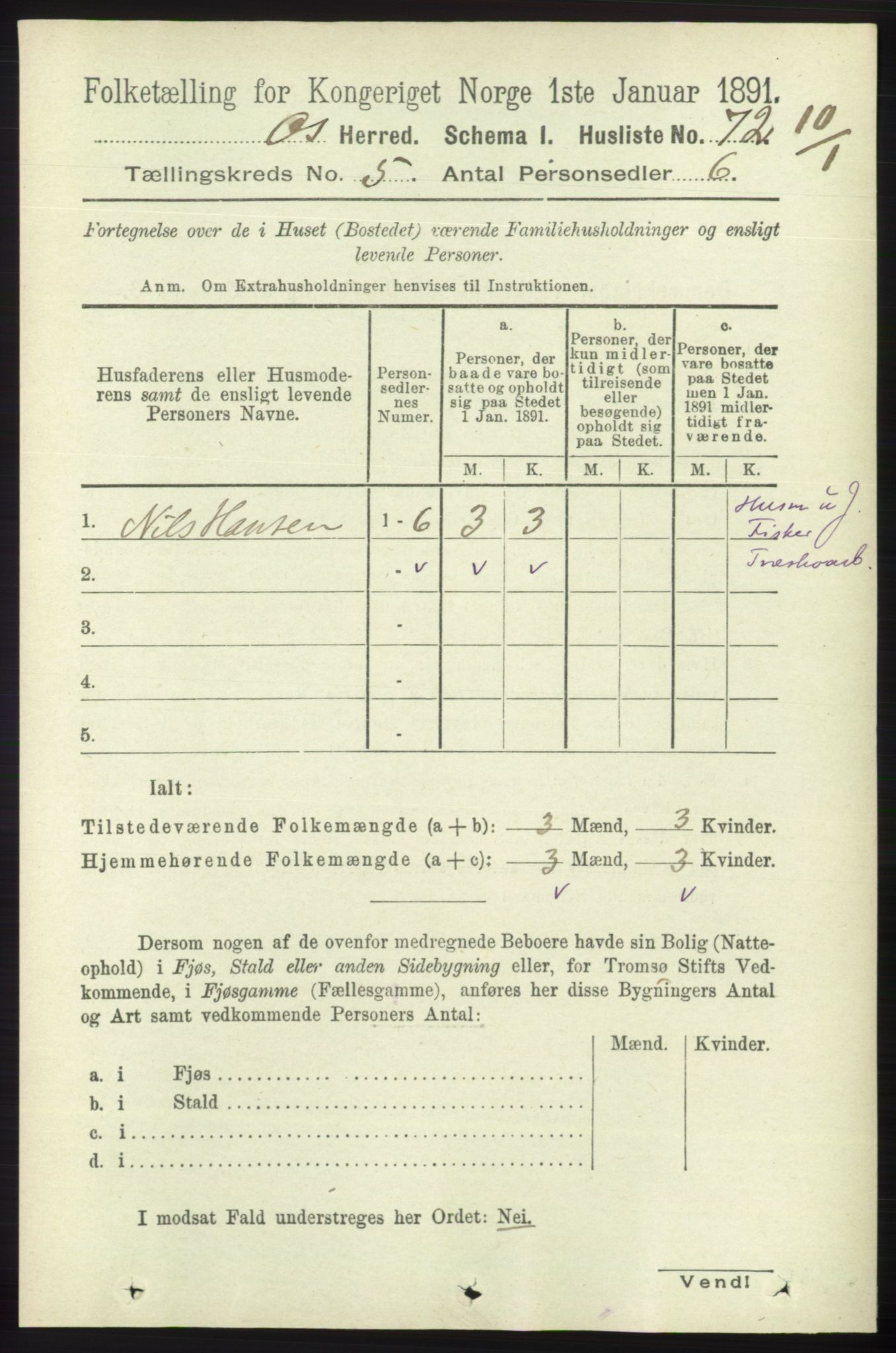 RA, 1891 census for 1243 Os, 1891, p. 1240