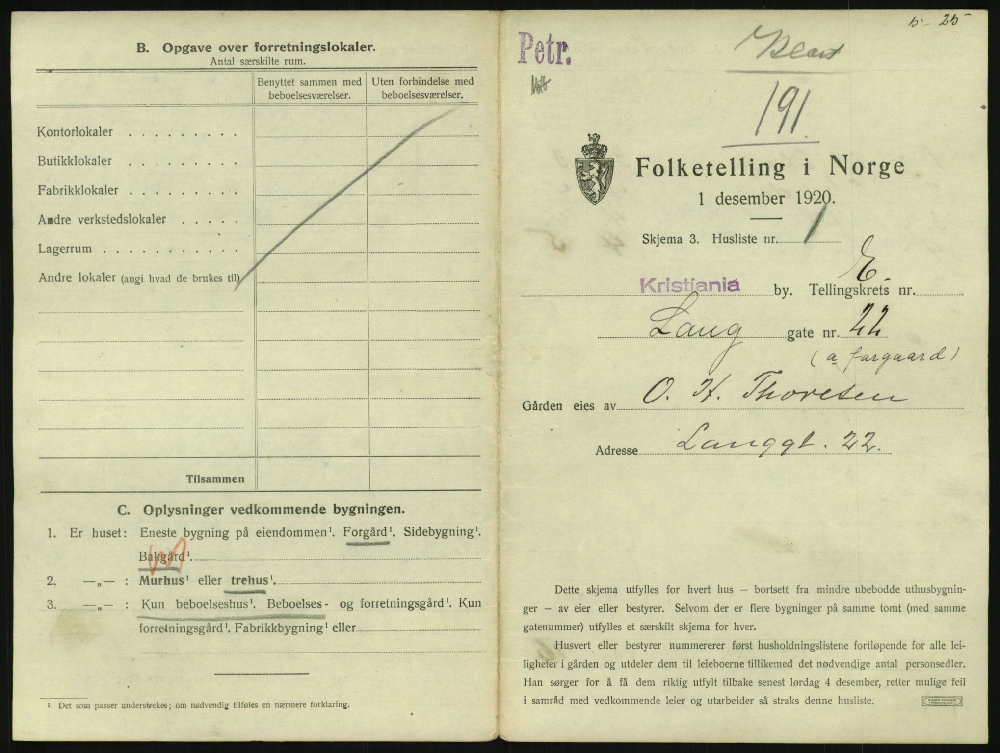 SAO, 1920 census for Kristiania, 1920, p. 57596