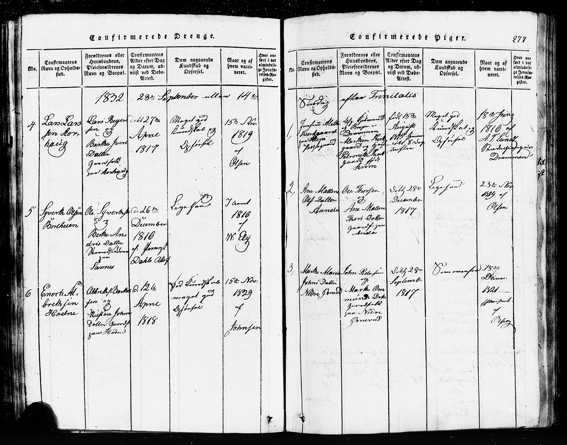Klepp sokneprestkontor, SAST/A-101803/001/3/30BB/L0001: Parish register (copy) no.  B 1, 1816-1859, p. 277