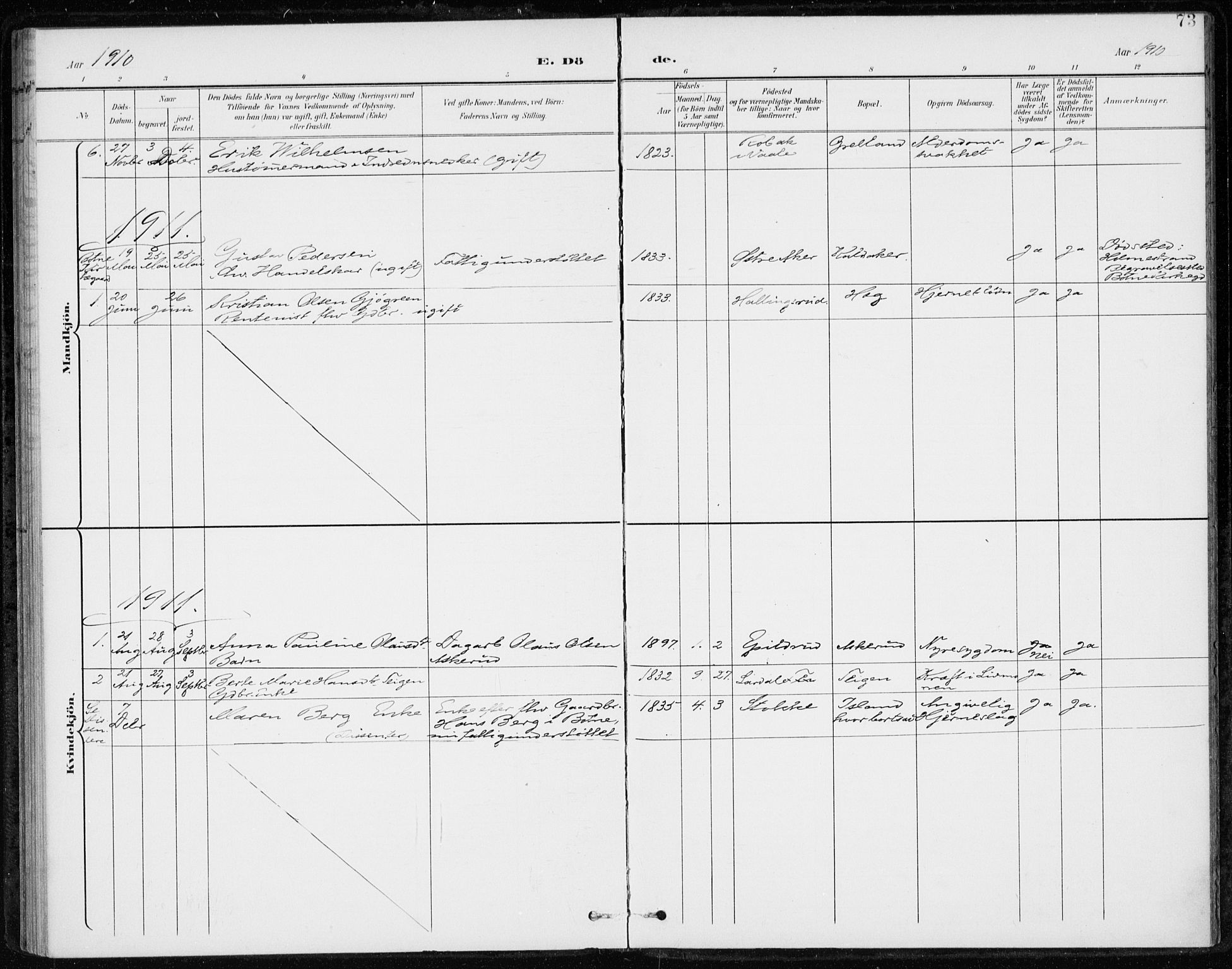 Botne kirkebøker, SAKO/A-340/F/Fb/L0002: Parish register (official) no. II 2, 1902-1915, p. 73