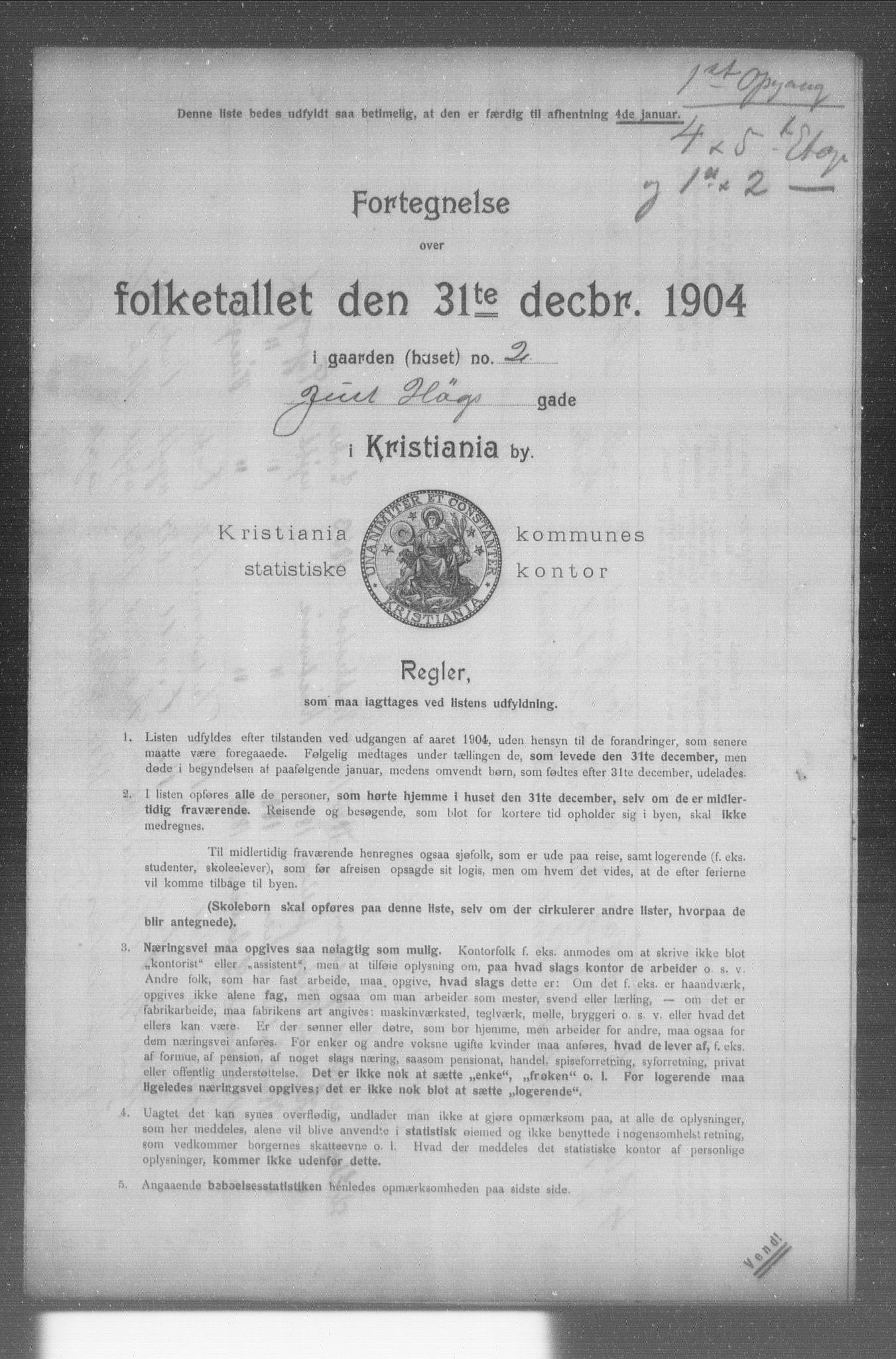 OBA, Municipal Census 1904 for Kristiania, 1904, p. 9136