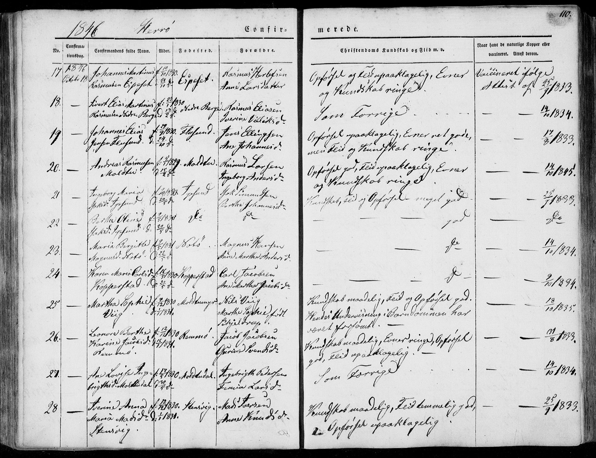 Ministerialprotokoller, klokkerbøker og fødselsregistre - Møre og Romsdal, AV/SAT-A-1454/507/L0070: Parish register (official) no. 507A05, 1842-1873, p. 110