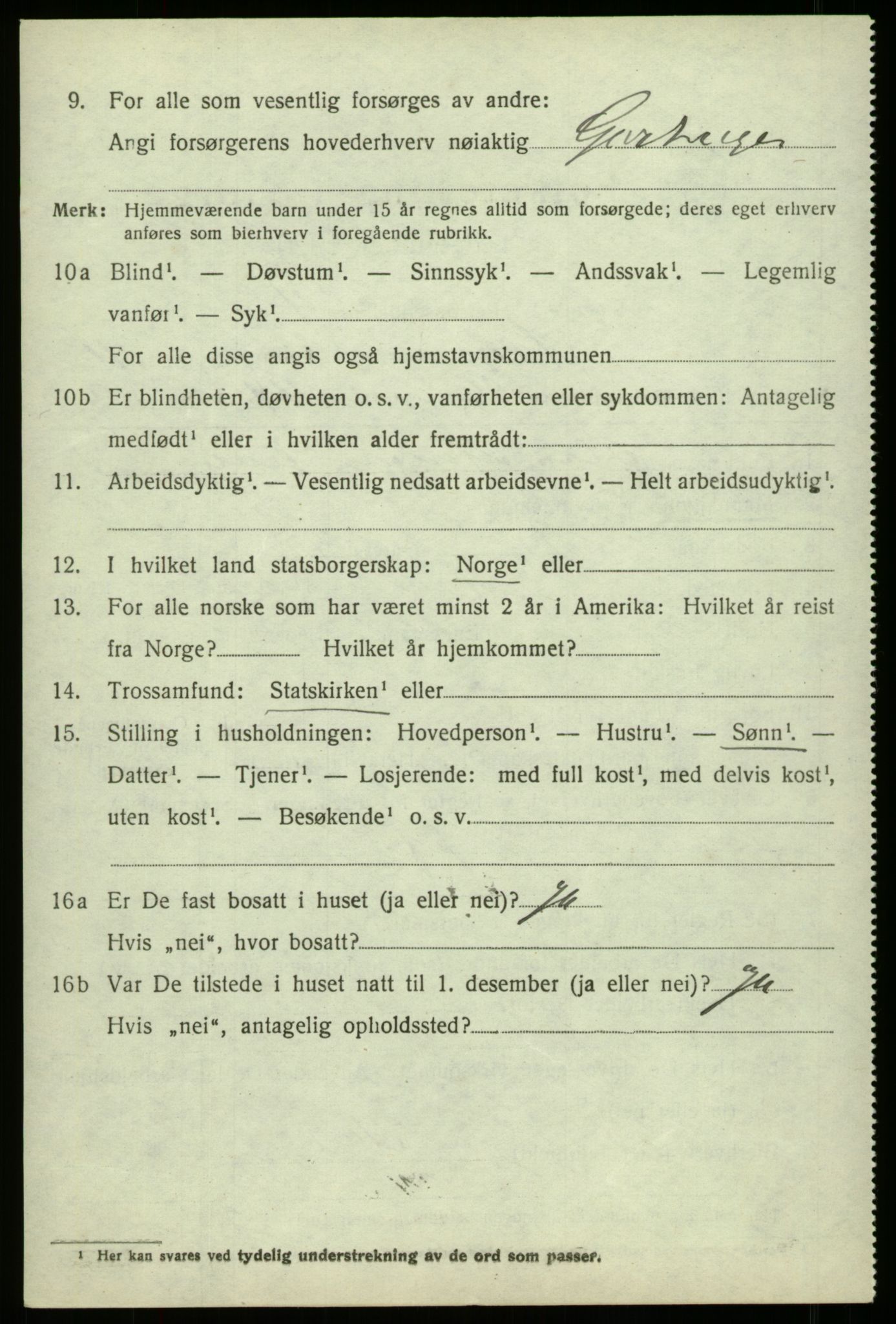 SAB, 1920 census for Haus, 1920, p. 7396
