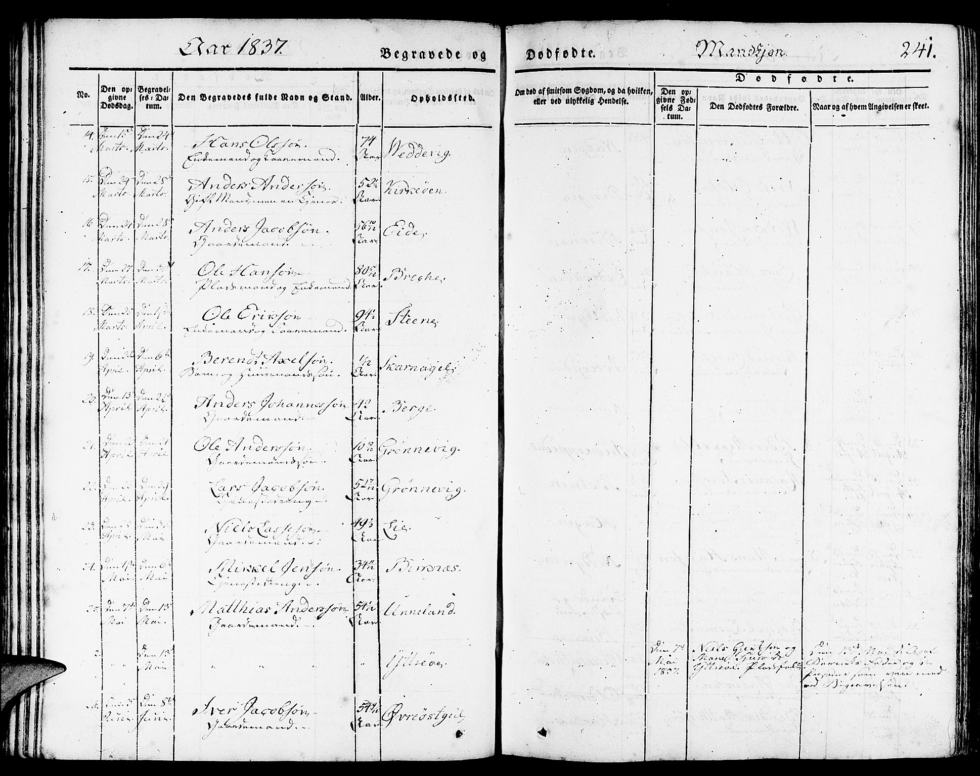 Gulen sokneprestembete, AV/SAB-A-80201/H/Haa/Haaa/L0020: Parish register (official) no. A 20, 1837-1847, p. 241