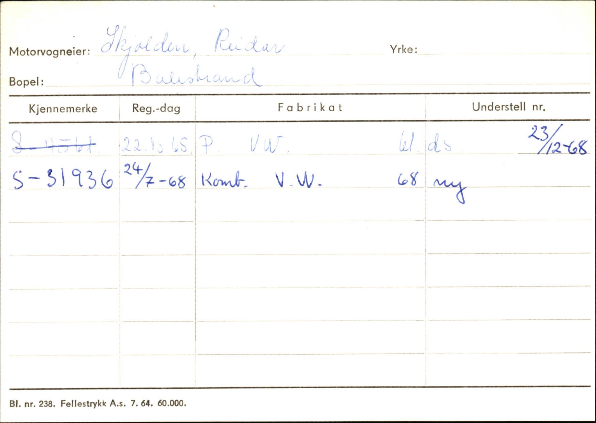 Statens vegvesen, Sogn og Fjordane vegkontor, AV/SAB-A-5301/4/F/L0132: Eigarregister Askvoll A-Å. Balestrand A-Å, 1945-1975, p. 2300