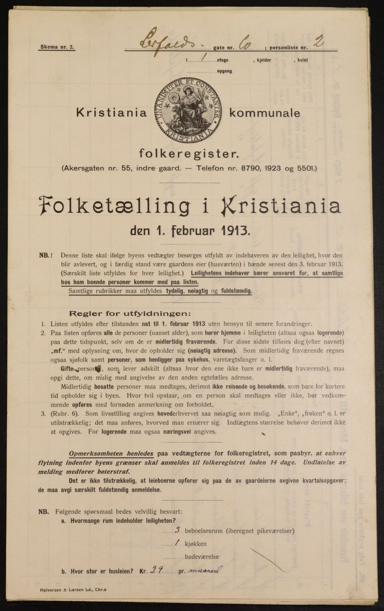 OBA, Municipal Census 1913 for Kristiania, 1913, p. 57017