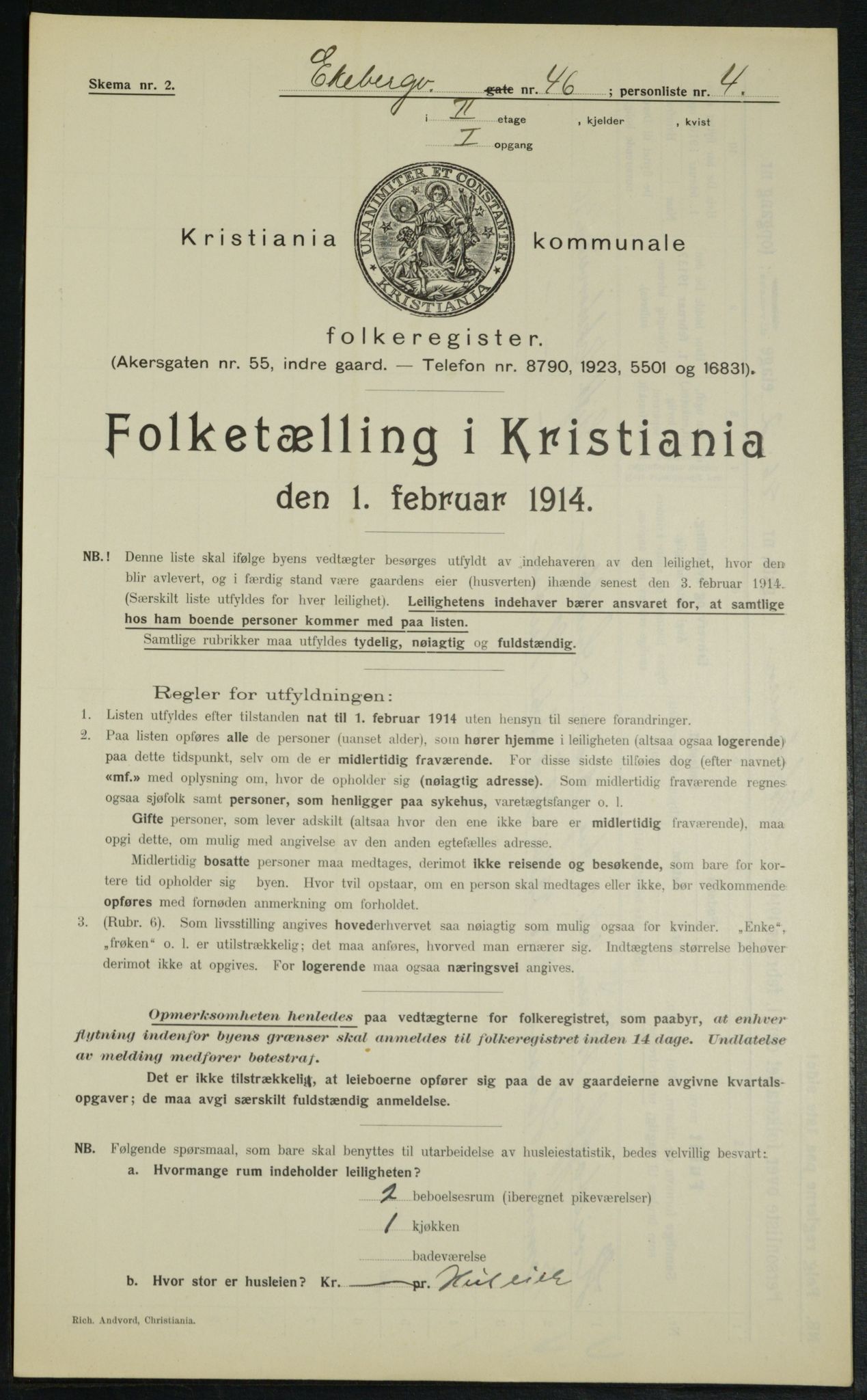 OBA, Municipal Census 1914 for Kristiania, 1914, p. 20582