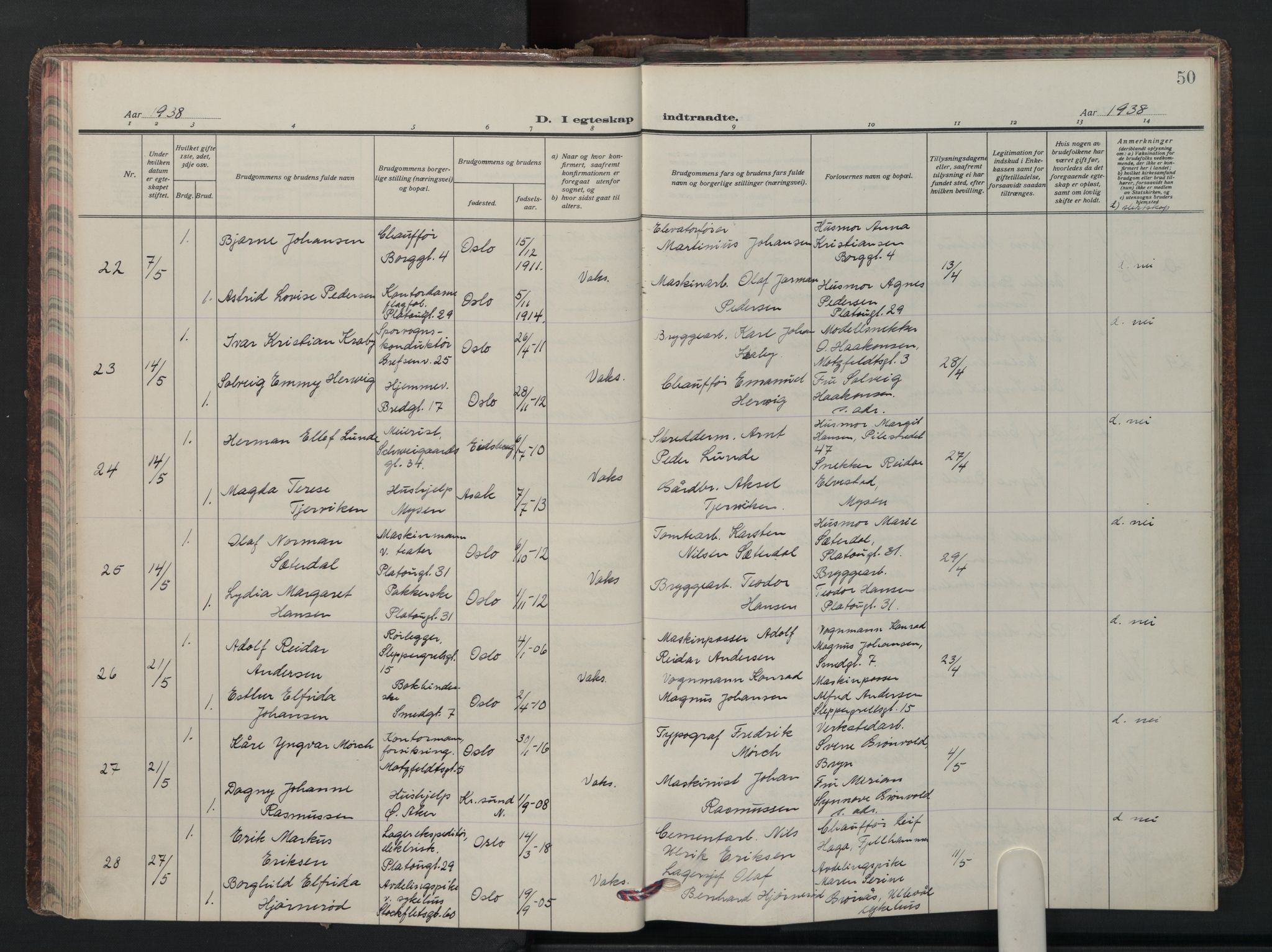 Grønland prestekontor Kirkebøker, AV/SAO-A-10848/F/Fa/L0020: Parish register (official) no. 20, 1935-1946, p. 50