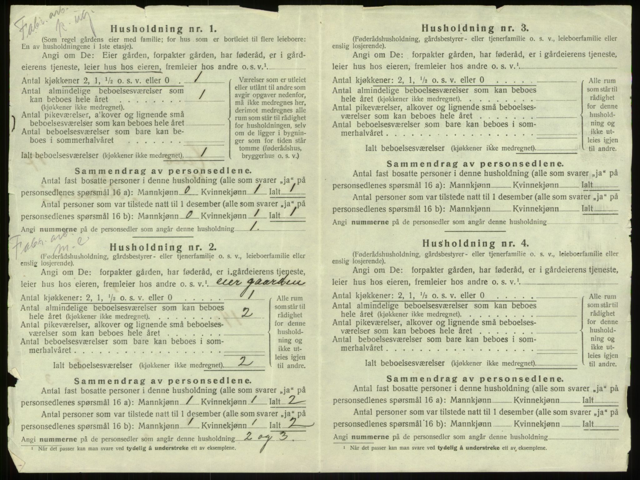 SAB, 1920 census for Haus, 1920, p. 1424