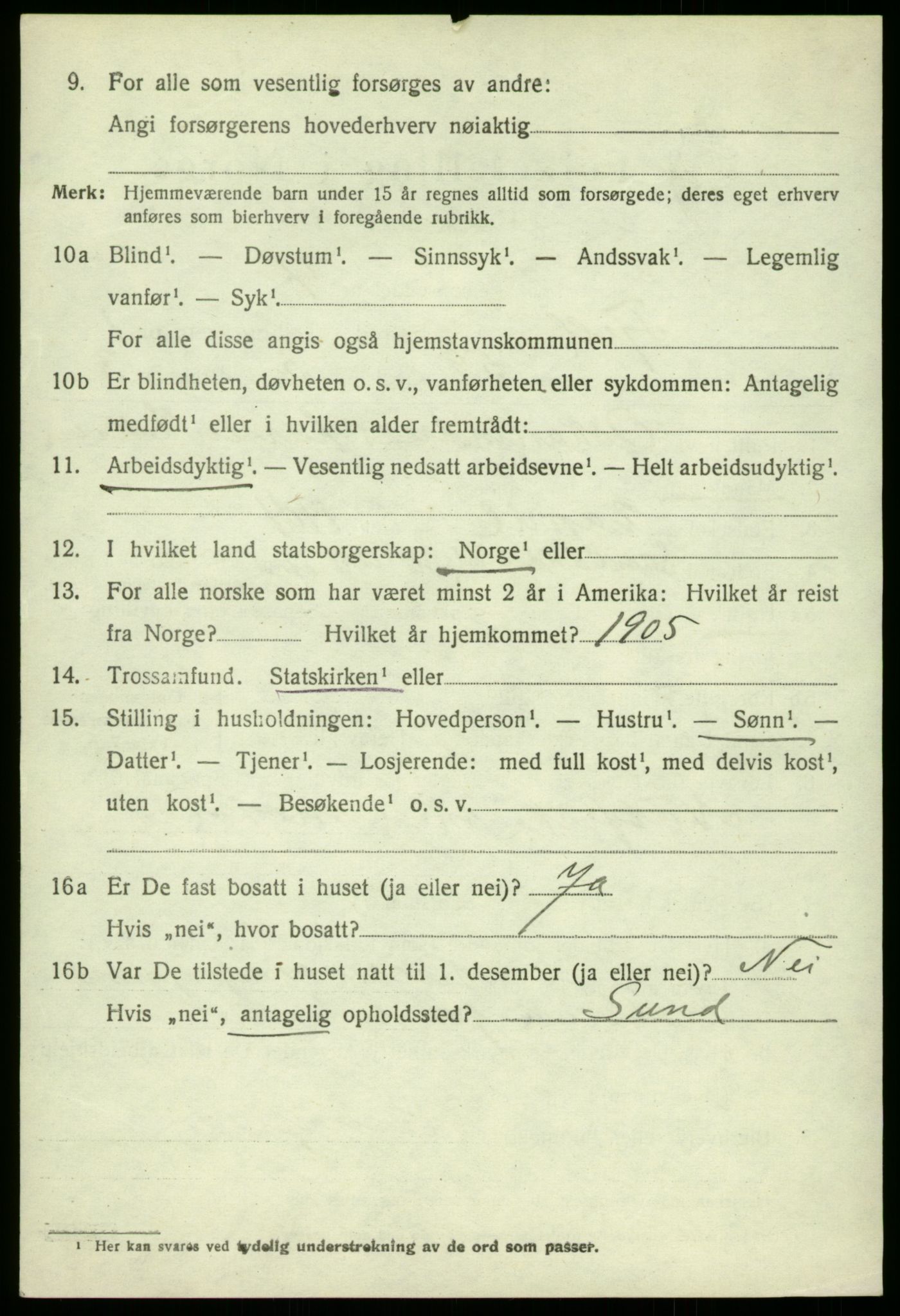 SAB, 1920 census for Fjell, 1920, p. 2241