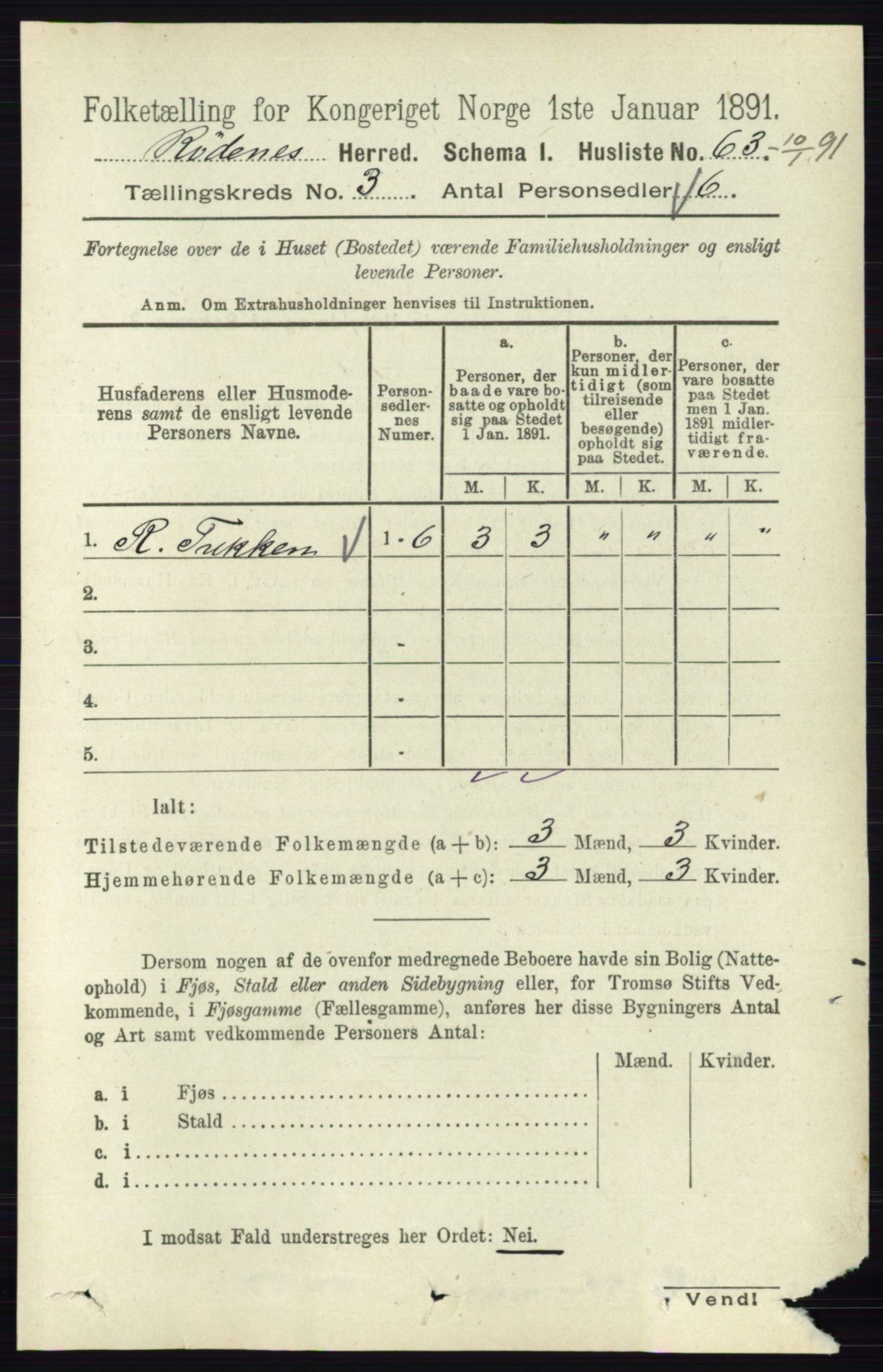 RA, 1891 census for 0120 Rødenes, 1891, p. 1191