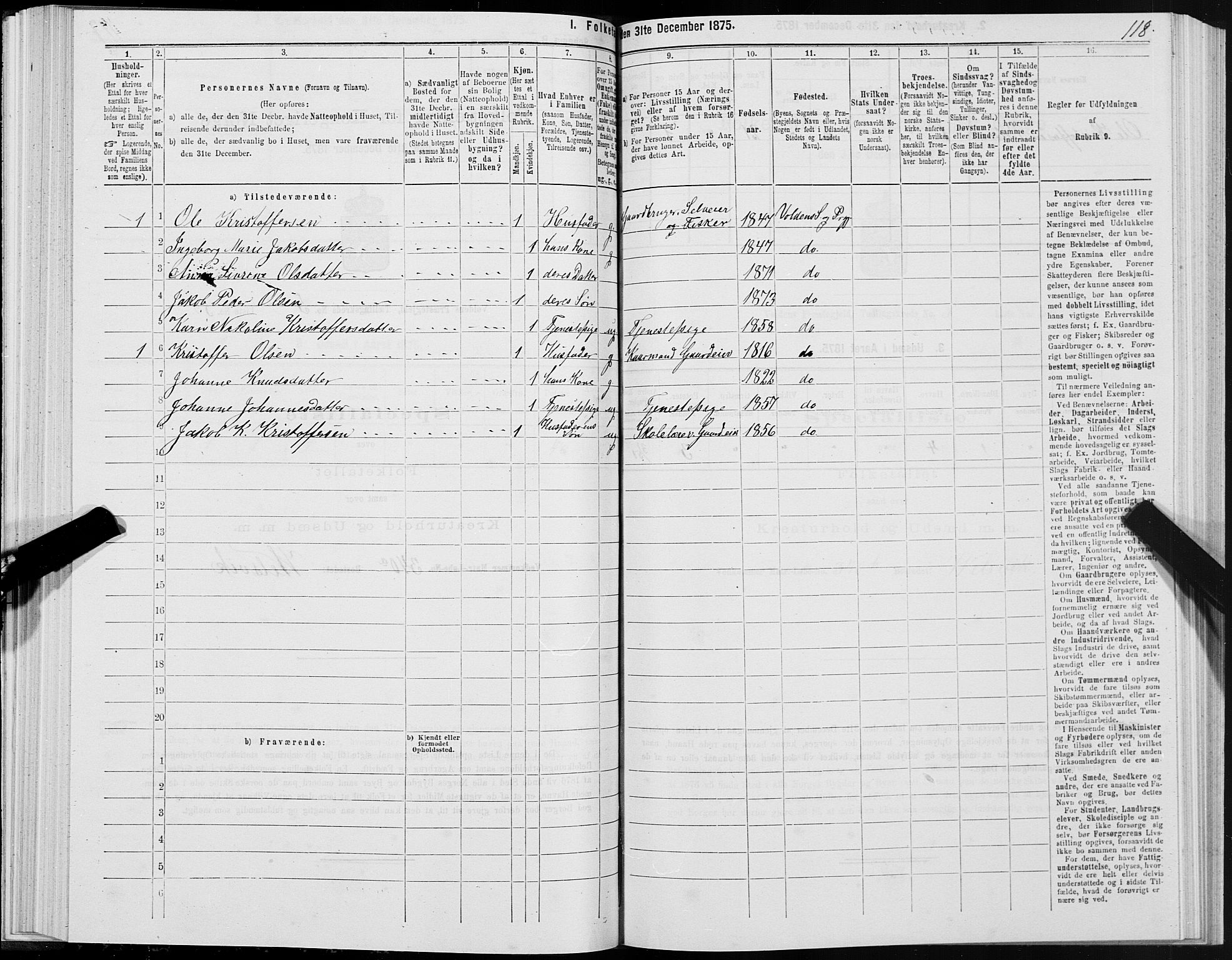 SAT, 1875 census for 1519P Volda, 1875, p. 4118