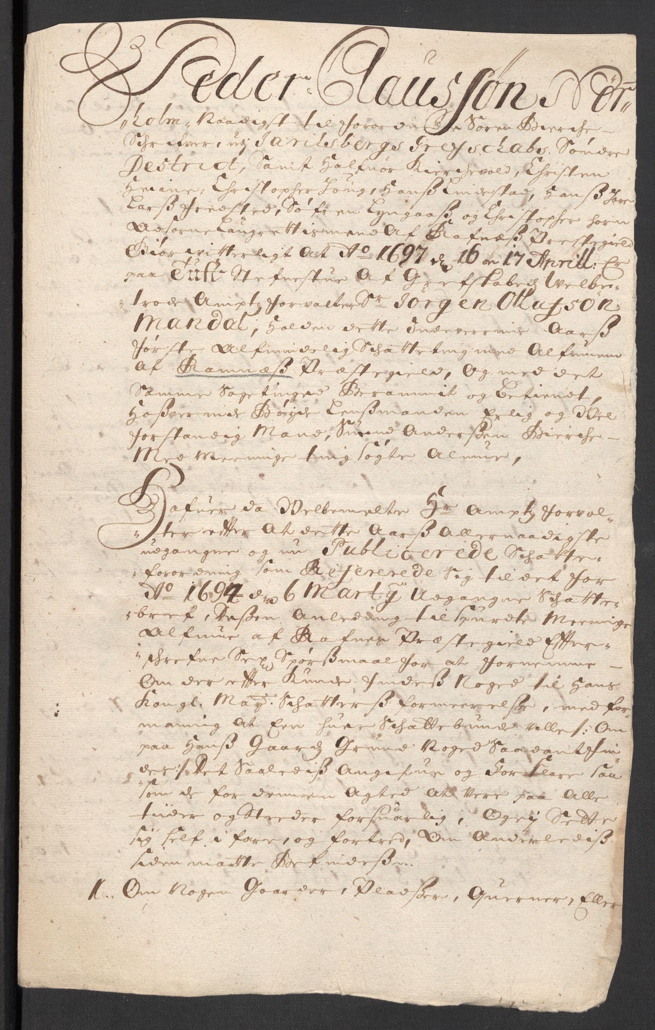 Rentekammeret inntil 1814, Reviderte regnskaper, Fogderegnskap, RA/EA-4092/R32/L1868: Fogderegnskap Jarlsberg grevskap, 1697-1699, p. 60