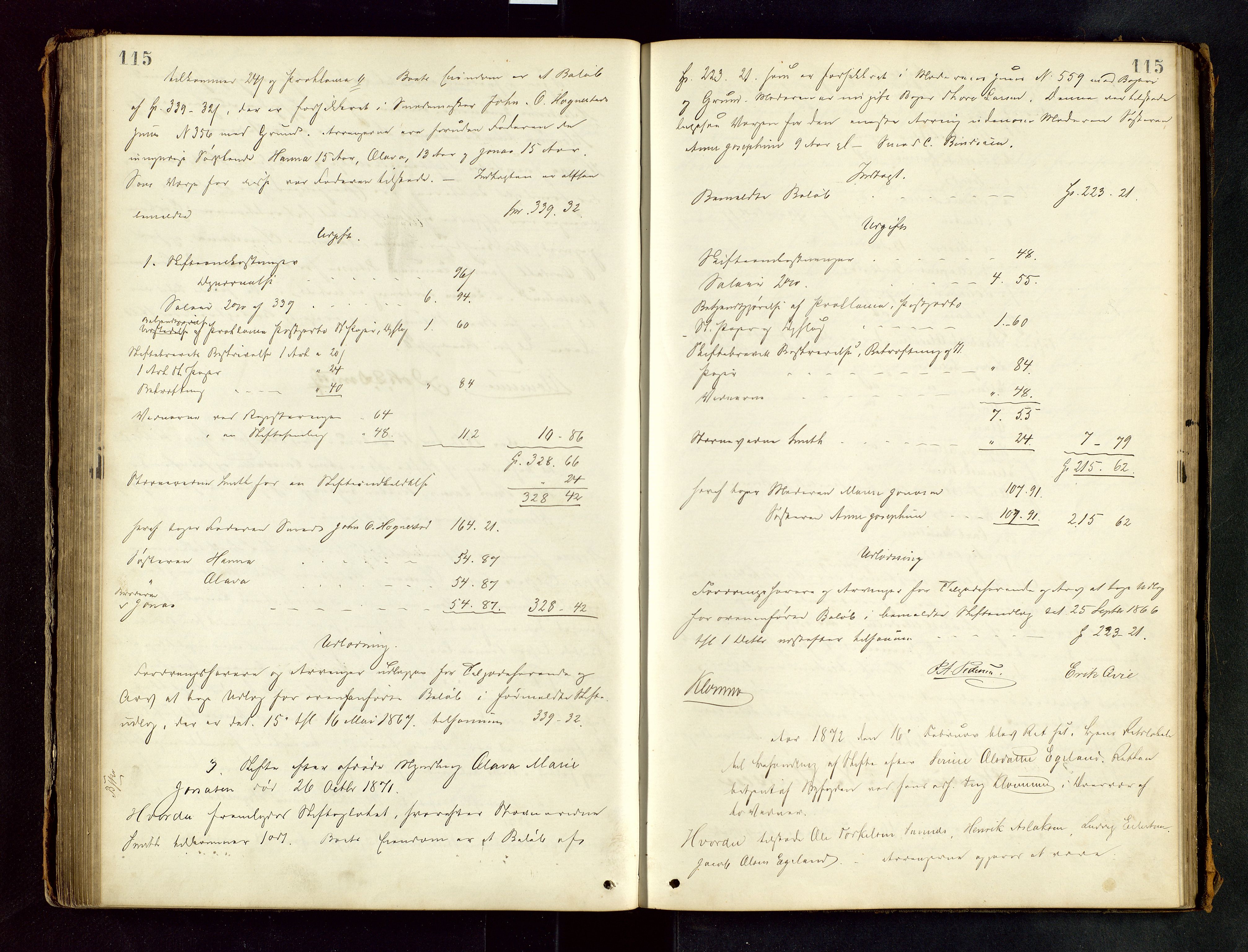 Stavanger byfogd, AV/SAST-A-101408/001/5/50/503BB/L0014: Skifteforhandlingsprotokoll, 1869-1873, p. 115