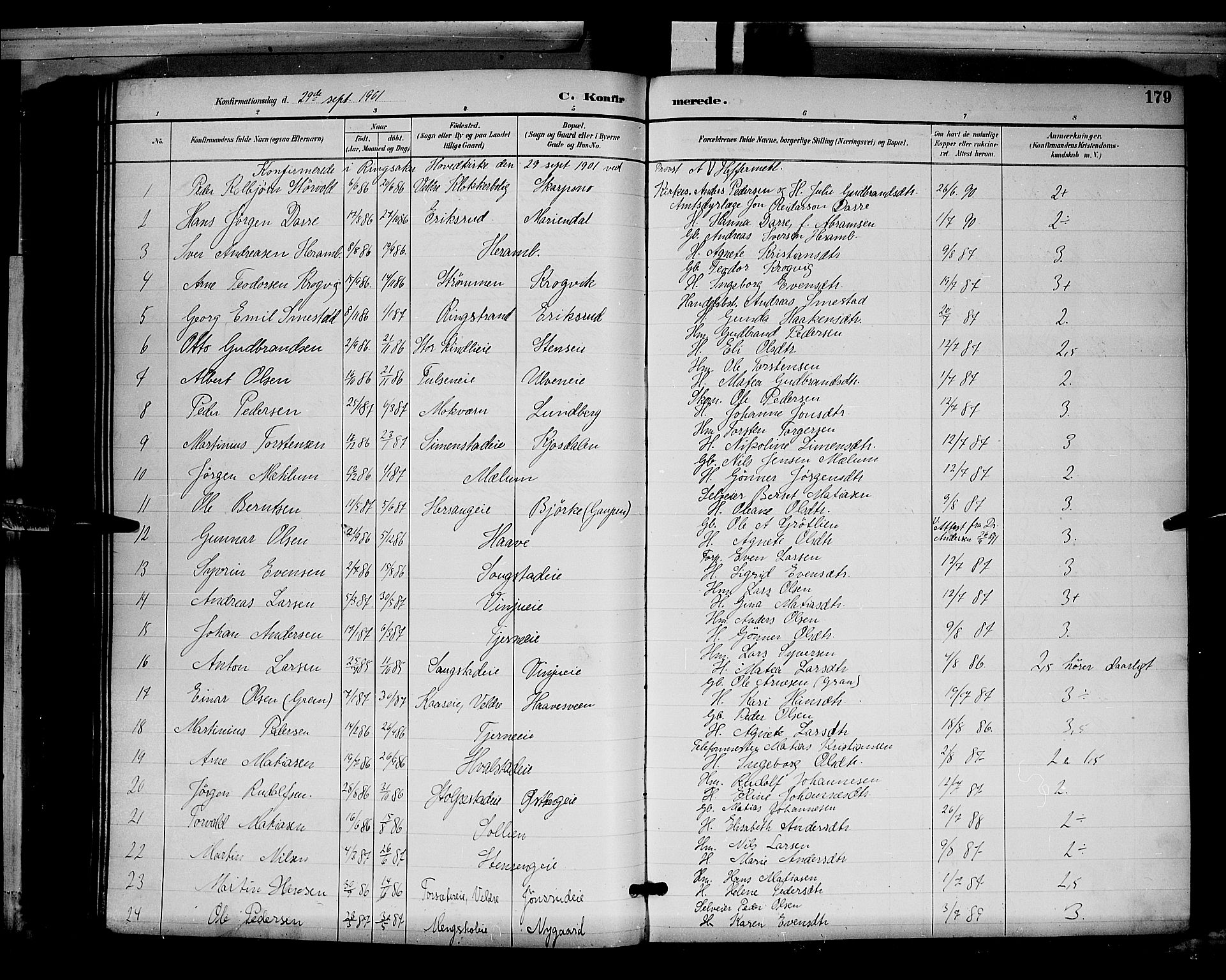 Ringsaker prestekontor, AV/SAH-PREST-014/L/La/L0012: Parish register (copy) no. 12, 1891-1902, p. 179