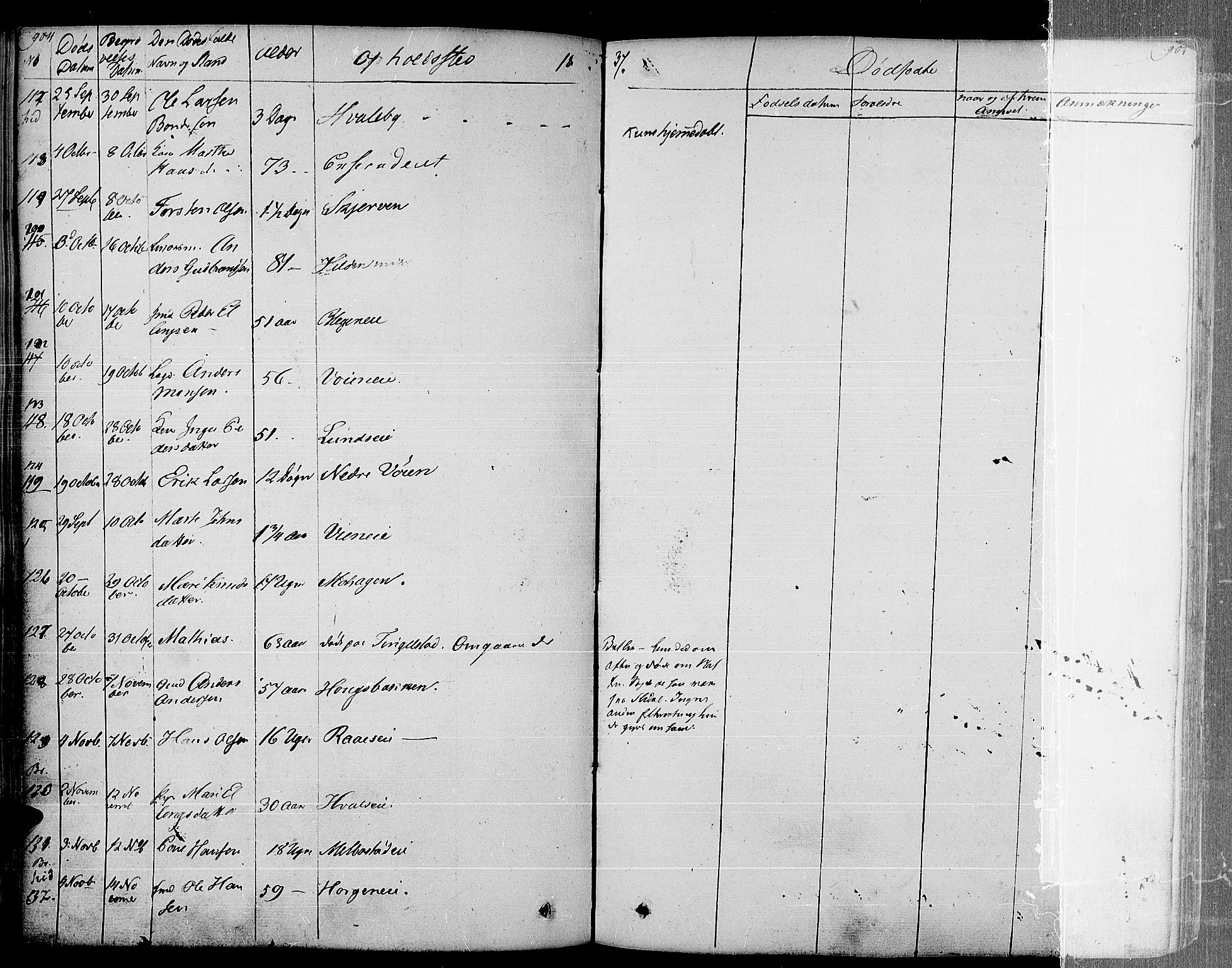 Gran prestekontor, SAH/PREST-112/H/Ha/Haa/L0010: Parish register (official) no. 10, 1824-1842, p. 904-905