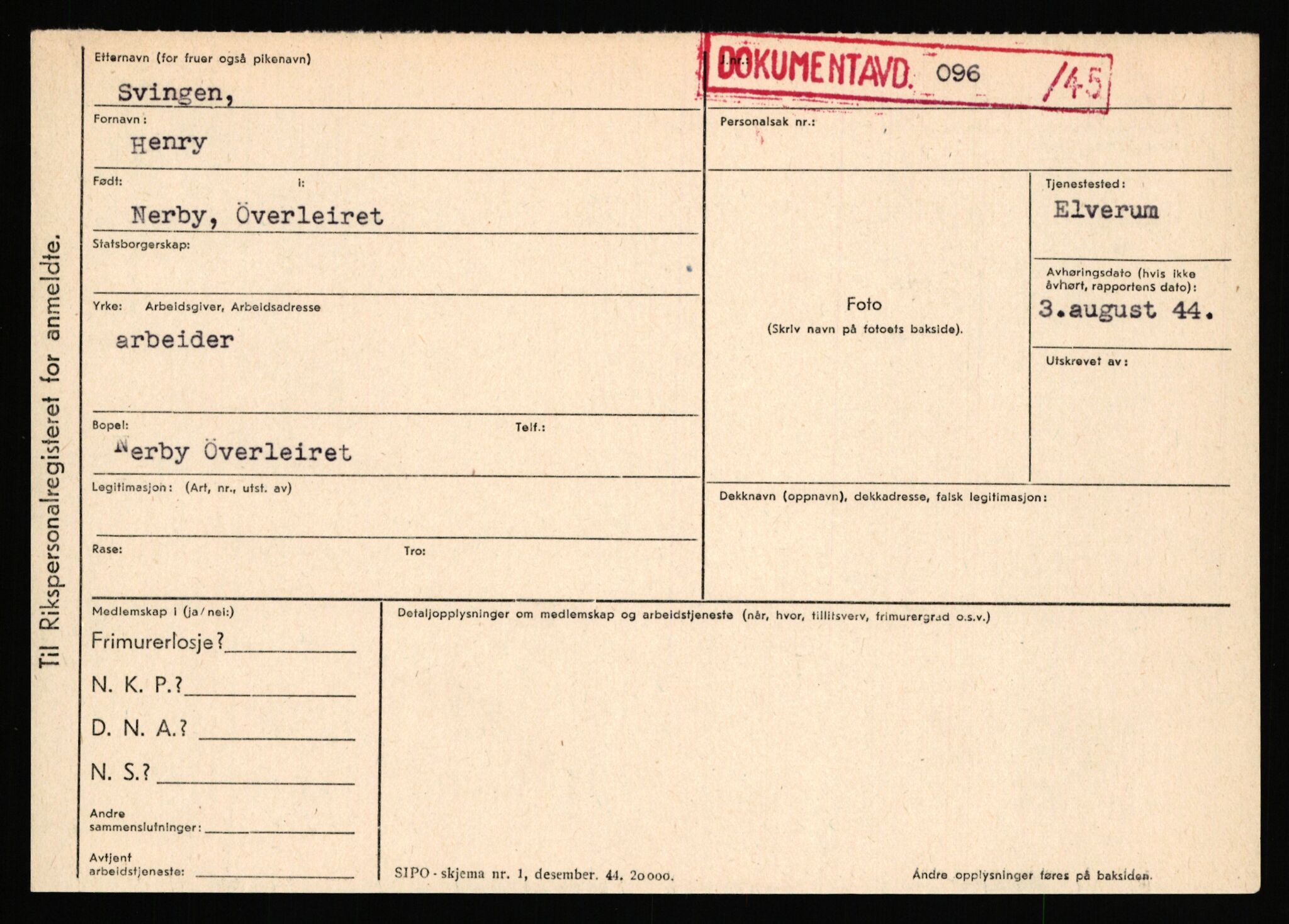 Statspolitiet - Hovedkontoret / Osloavdelingen, AV/RA-S-1329/C/Ca/L0015: Svea - Tøsse, 1943-1945, p. 601