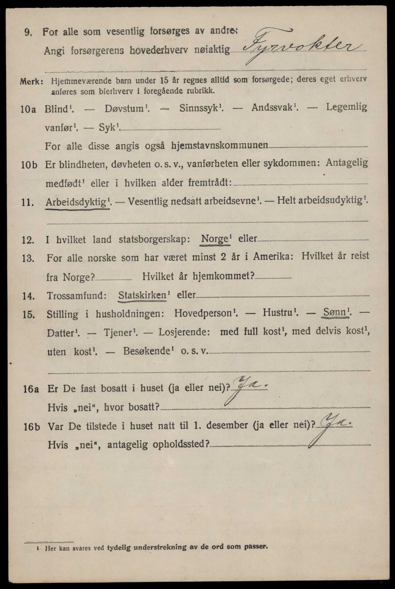 SAST, 1920 census for Eigersund, 1920, p. 1640