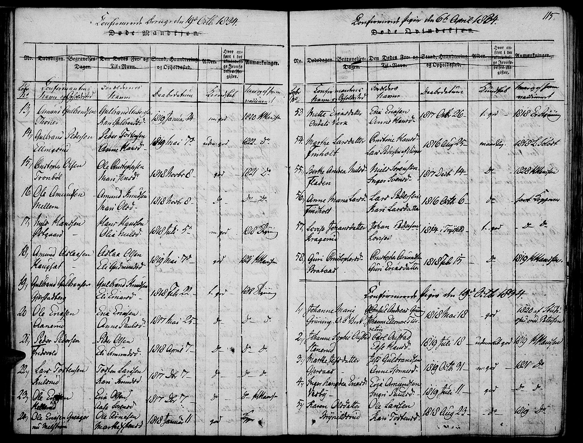 Strøm-Odalen prestekontor, AV/SAH-PREST-028/H/Ha/Haa/L0006: Parish register (official) no. 6, 1814-1850, p. 115