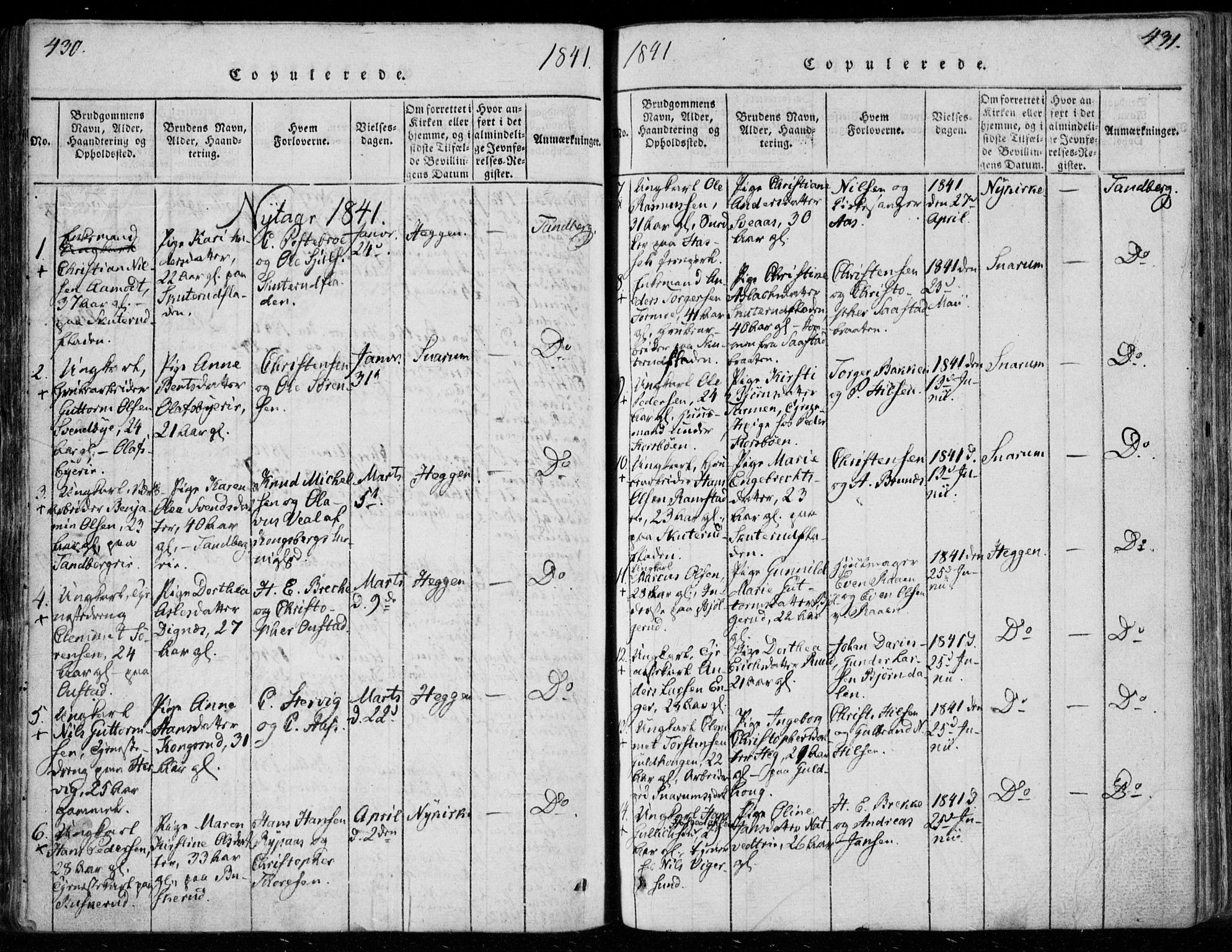 Modum kirkebøker, SAKO/A-234/F/Fa/L0006: Parish register (official) no. 6, 1832-1841, p. 430-431