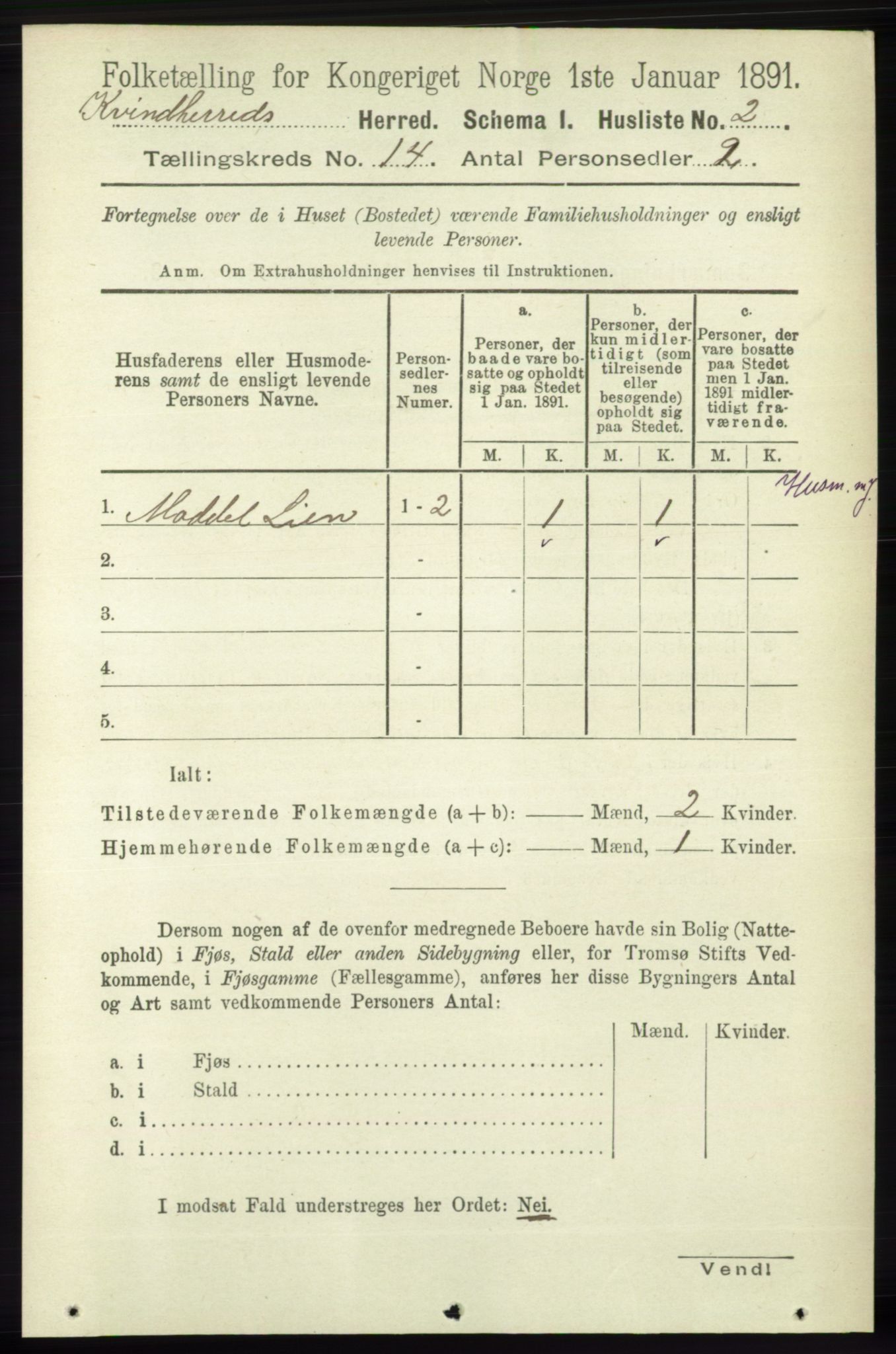 RA, 1891 census for 1224 Kvinnherad, 1891, p. 4621