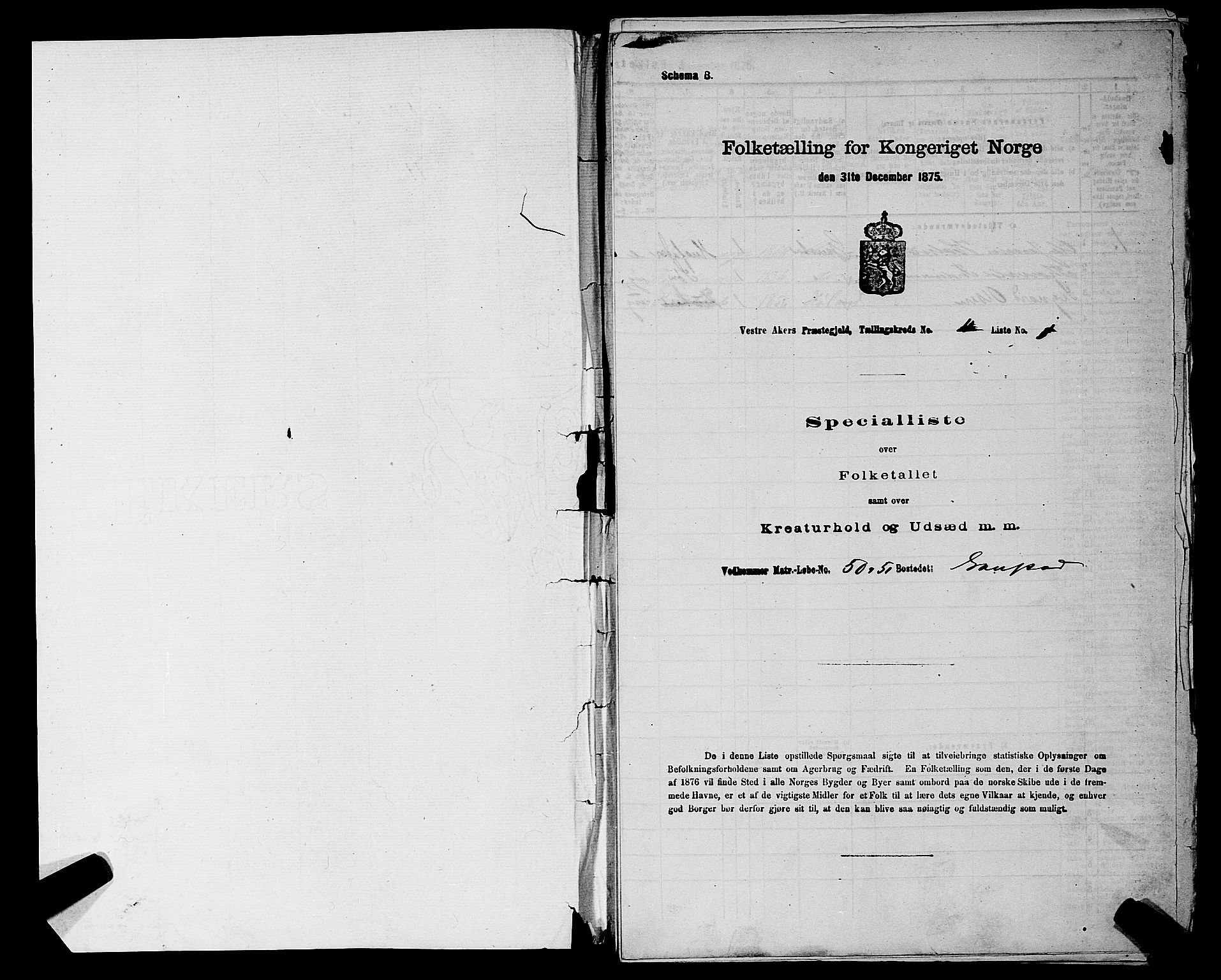 RA, 1875 census for 0218aP Vestre Aker, 1875, p. 1867