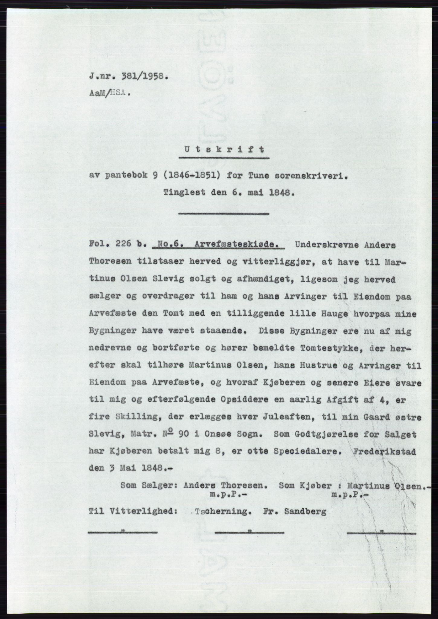 Statsarkivet i Oslo, AV/SAO-A-10621/Z/Zd/L0008: Avskrifter, j.nr 14-1096/1958, 1958, p. 123