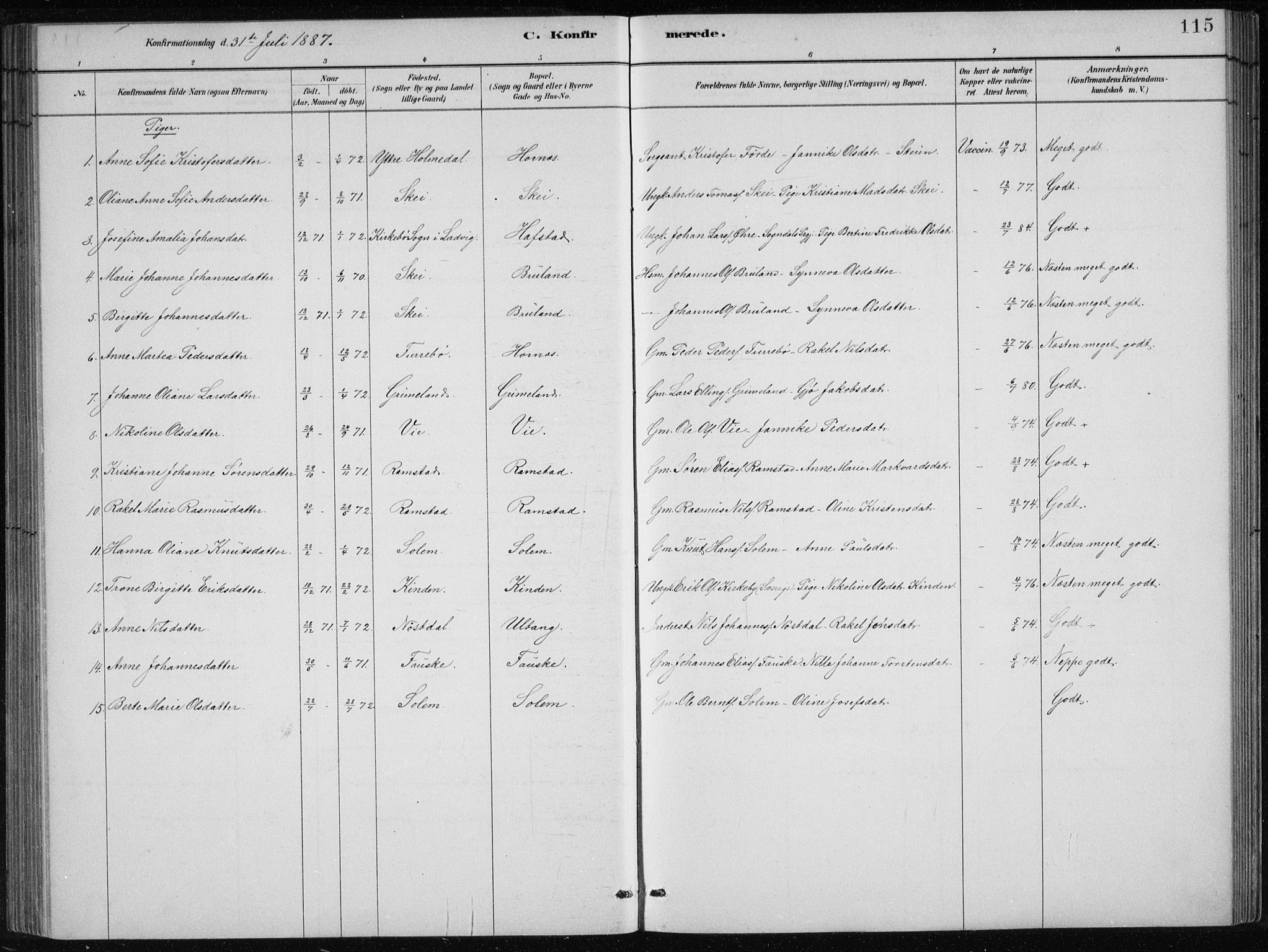 Førde sokneprestembete, SAB/A-79901/H/Hab/Haba/L0002: Parish register (copy) no. A 2, 1881-1898, p. 115