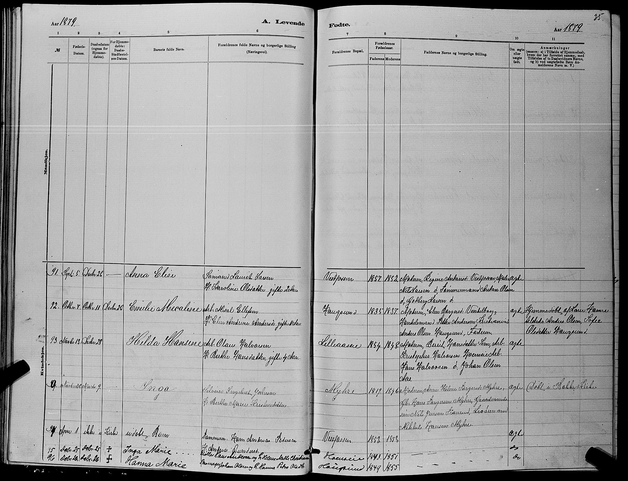 Eiker kirkebøker, AV/SAKO-A-4/G/Ga/L0005: Parish register (copy) no. I 5, 1878-1887, p. 35