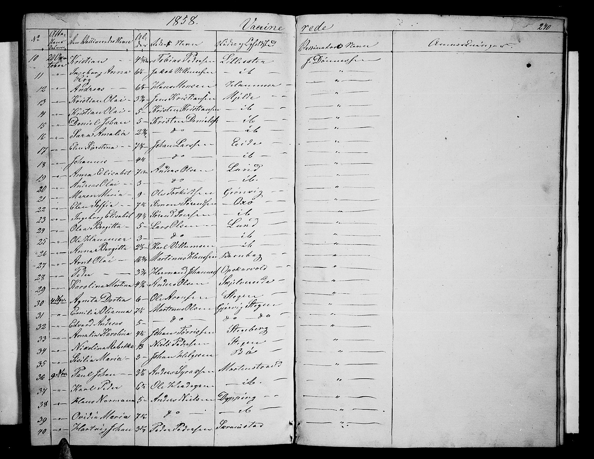 Ministerialprotokoller, klokkerbøker og fødselsregistre - Nordland, SAT/A-1459/855/L0814: Parish register (copy) no. 855C03, 1851-1864, p. 240