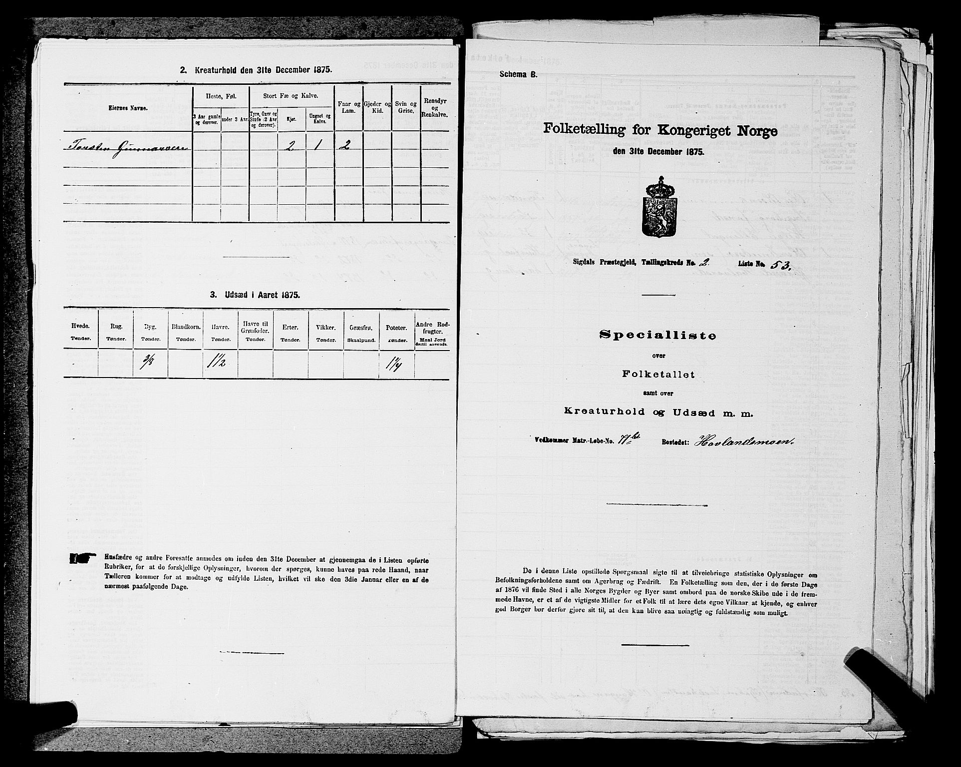 SAKO, 1875 census for 0621P Sigdal, 1875, p. 416