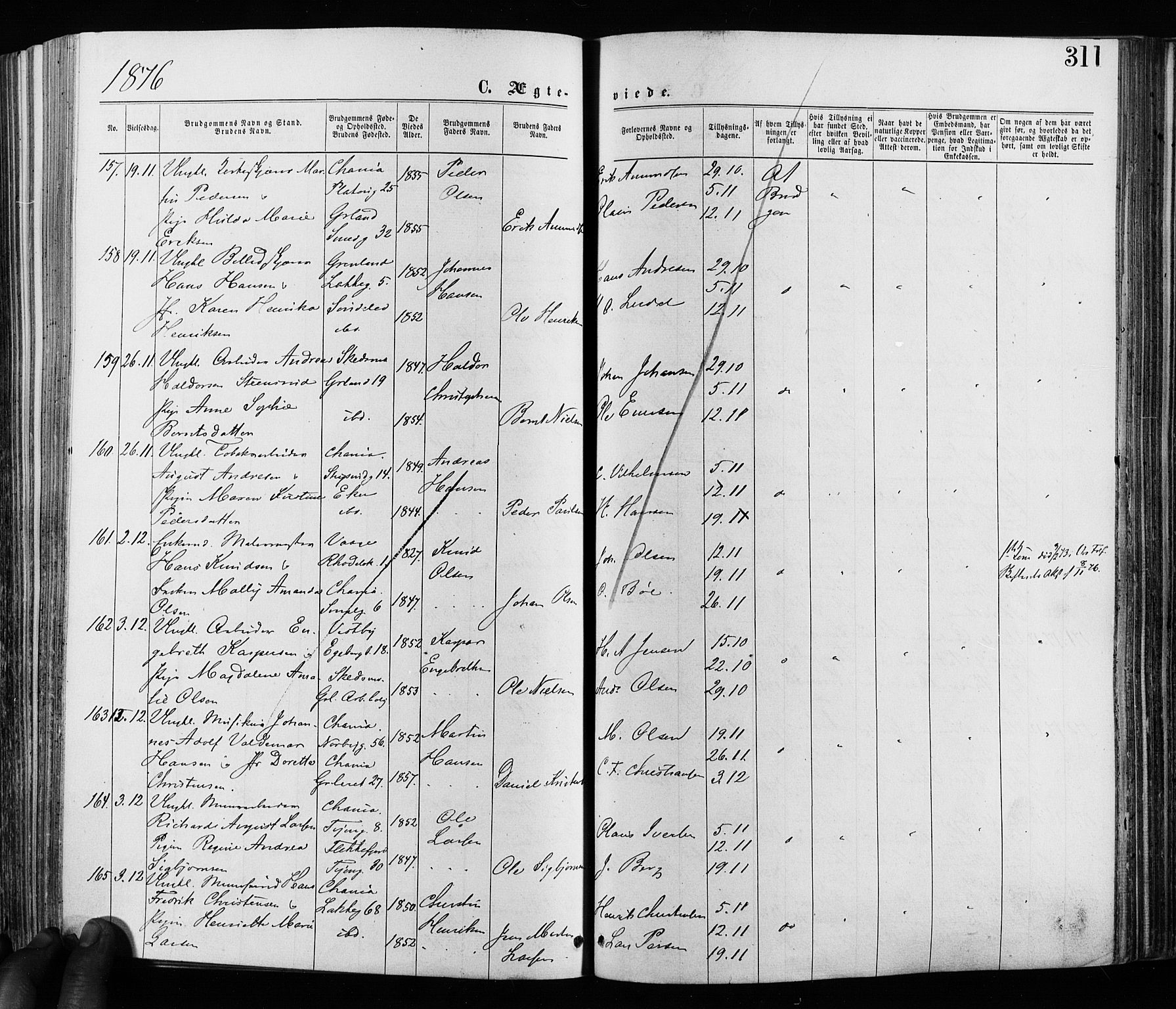 Grønland prestekontor Kirkebøker, AV/SAO-A-10848/F/Fa/L0005: Parish register (official) no. 5, 1869-1880, p. 311