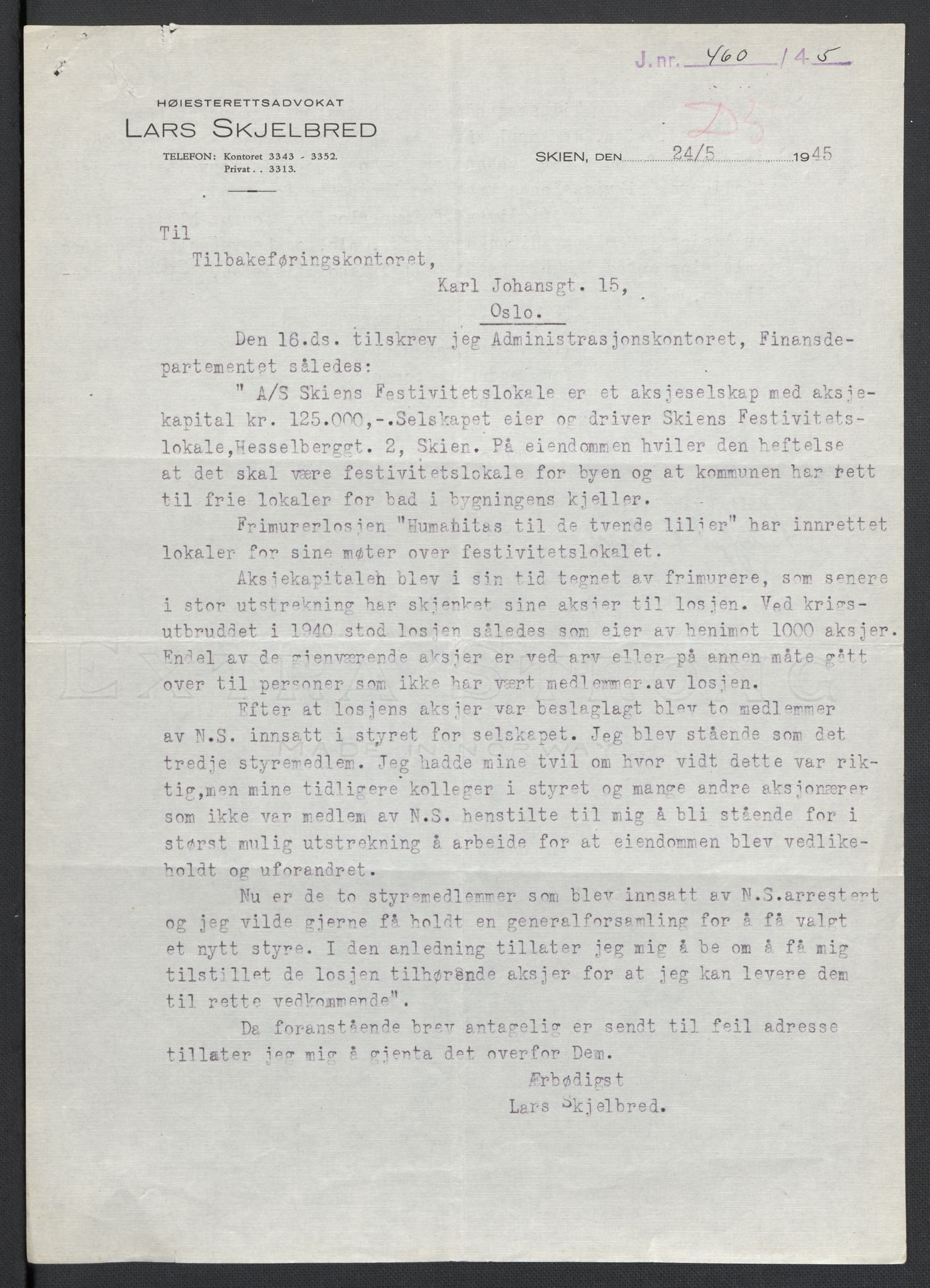 Landssvikarkivet, Oslo politikammer, AV/RA-S-3138-01/D/Da/L0003: Dnr. 29, 1945, p. 2710