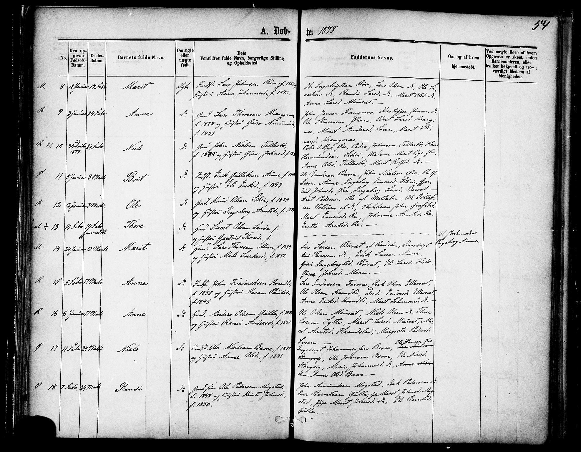 Ministerialprotokoller, klokkerbøker og fødselsregistre - Møre og Romsdal, SAT/A-1454/595/L1046: Parish register (official) no. 595A08, 1874-1884, p. 54