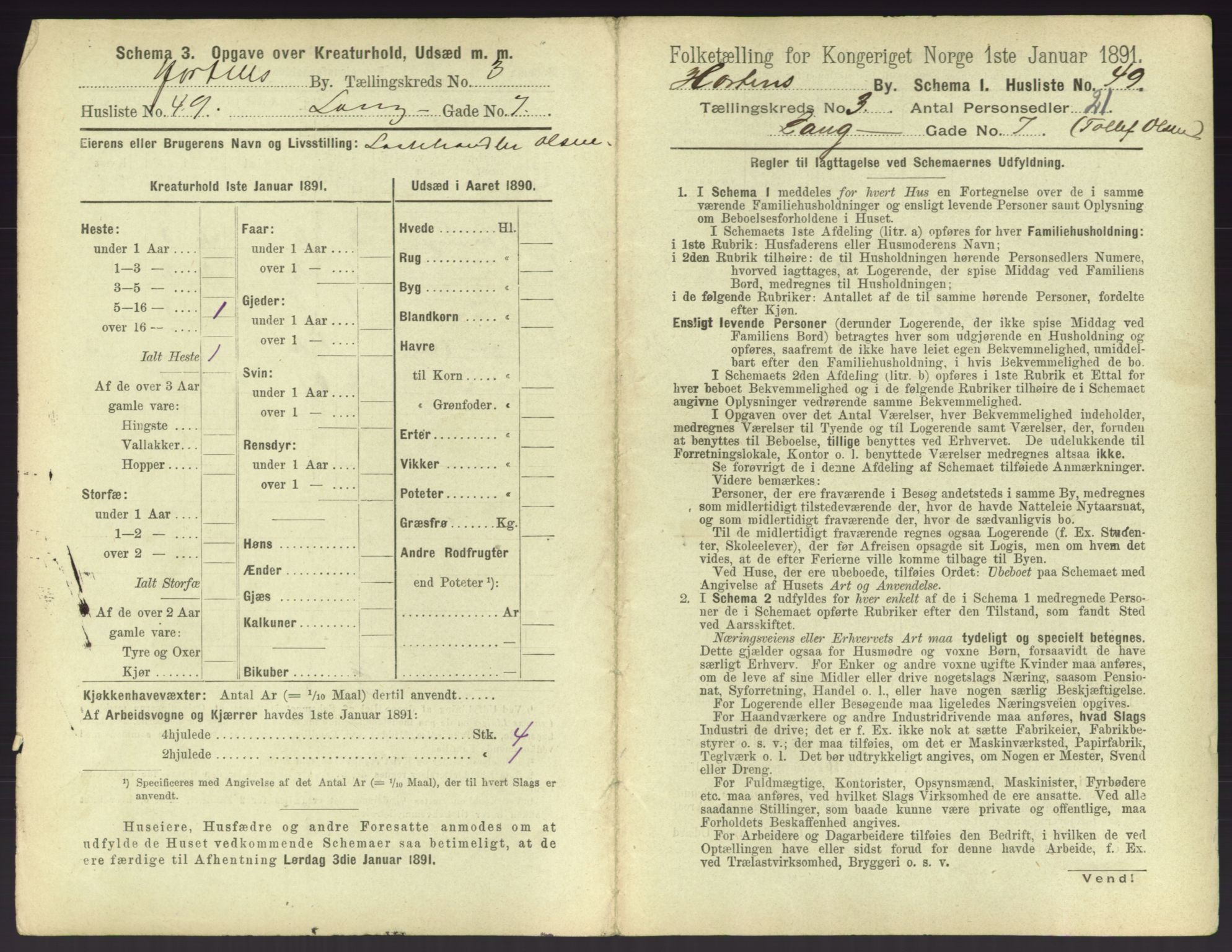 RA, 1891 census for 0703 Horten, 1891, p. 383