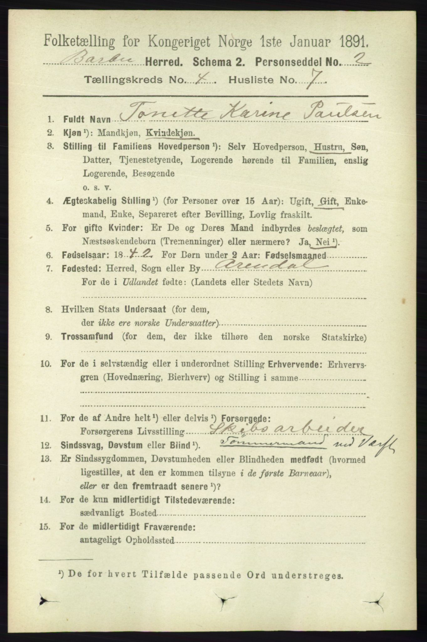 RA, 1891 census for 0990 Barbu, 1891, p. 2484