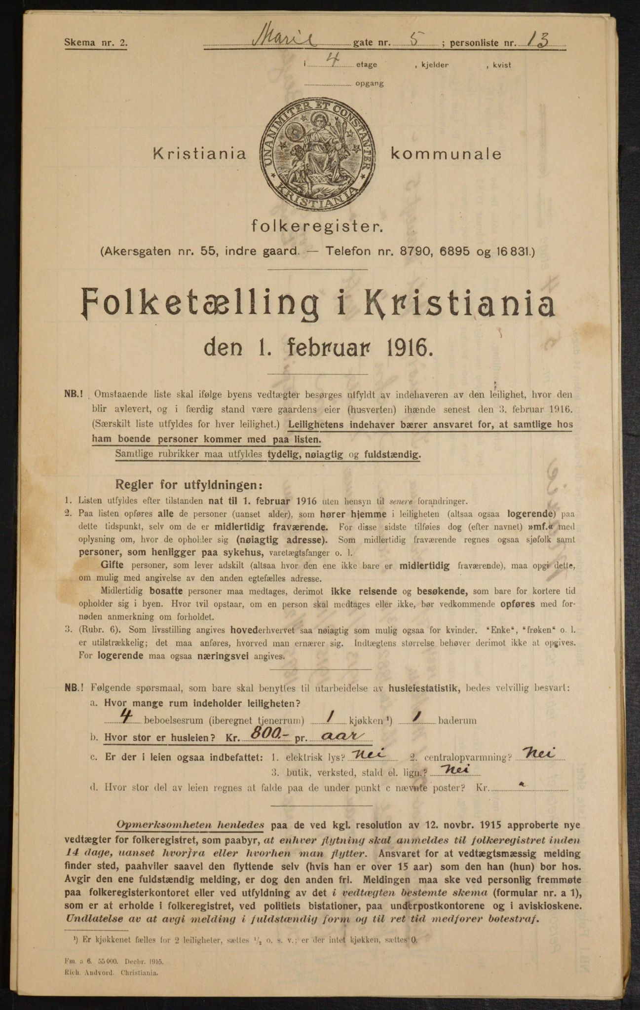 OBA, Municipal Census 1916 for Kristiania, 1916, p. 64231