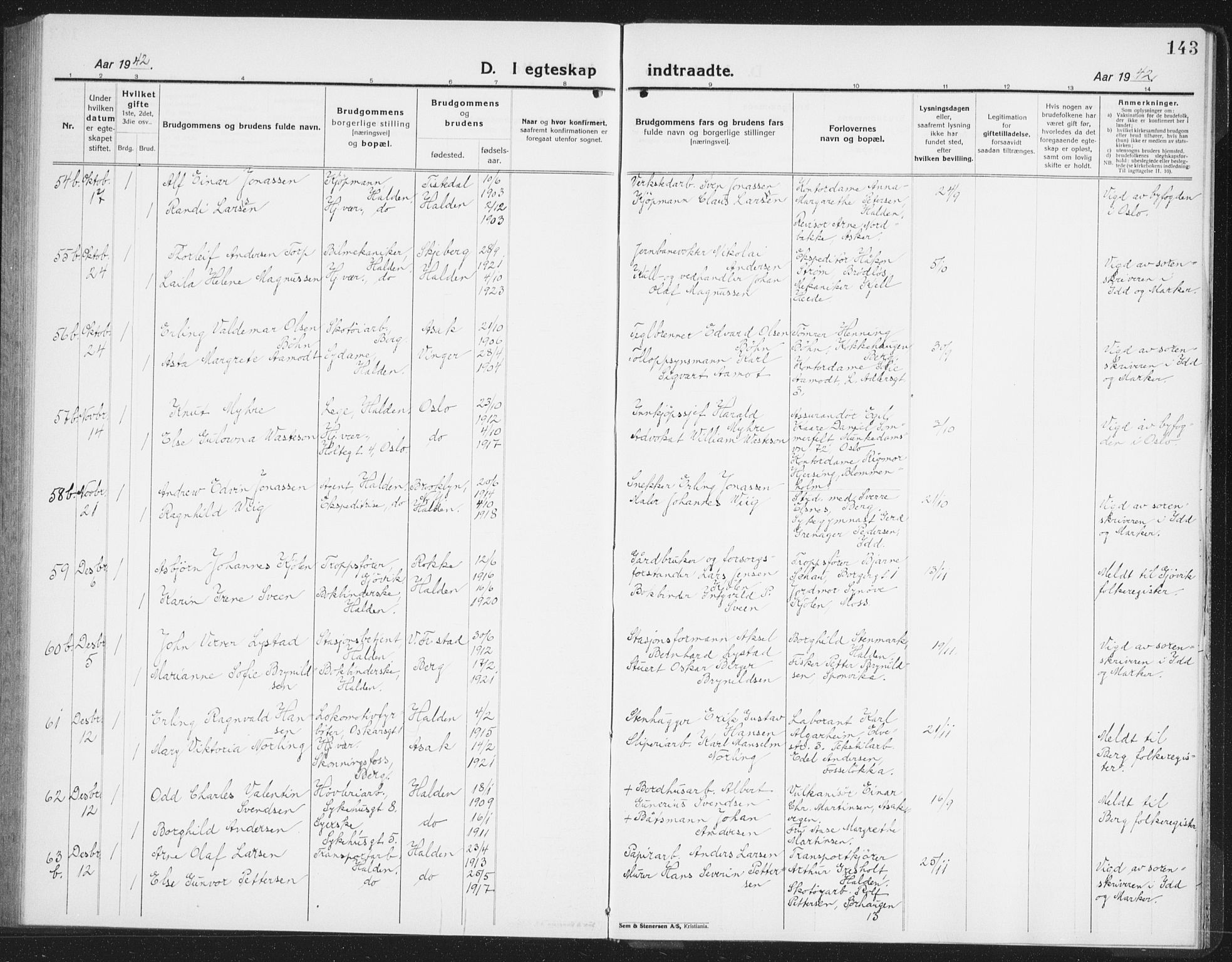 Halden prestekontor Kirkebøker, AV/SAO-A-10909/G/Ga/L0014: Parish register (copy) no. 14, 1925-1943, p. 143