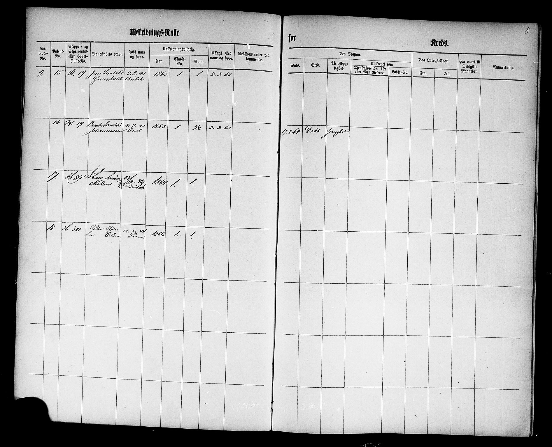 Drøbak mønstringskontor, AV/SAO-A-10569f/F/Fc/Fcc/L0001: Utskrivningsrulle, 1860, p. 8