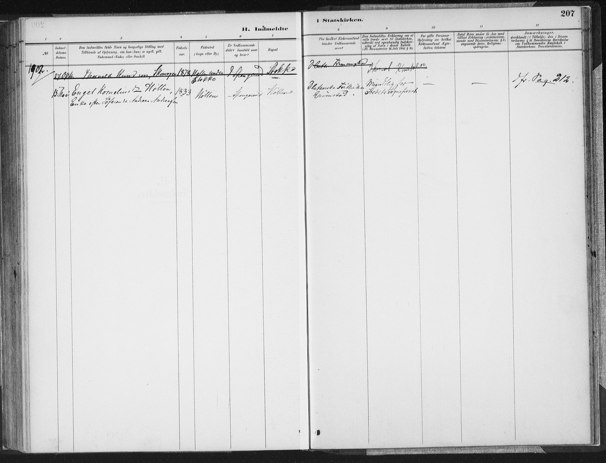 Sør-Audnedal sokneprestkontor, SAK/1111-0039/F/Fa/Faa/L0004: Parish register (official) no. A 4, 1884-1909, p. 207