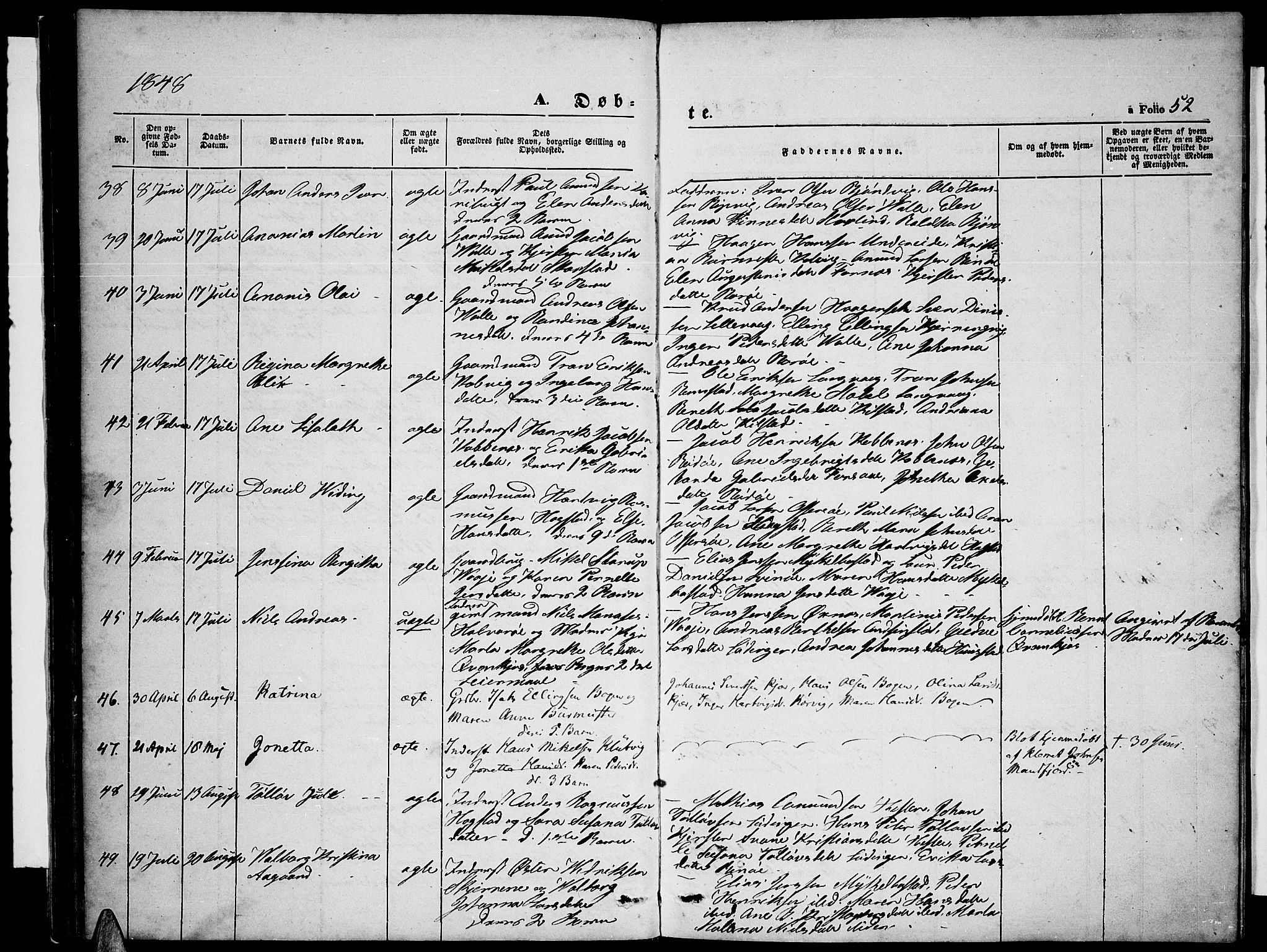 Ministerialprotokoller, klokkerbøker og fødselsregistre - Nordland, AV/SAT-A-1459/872/L1045: Parish register (copy) no. 872C01, 1840-1851, p. 52