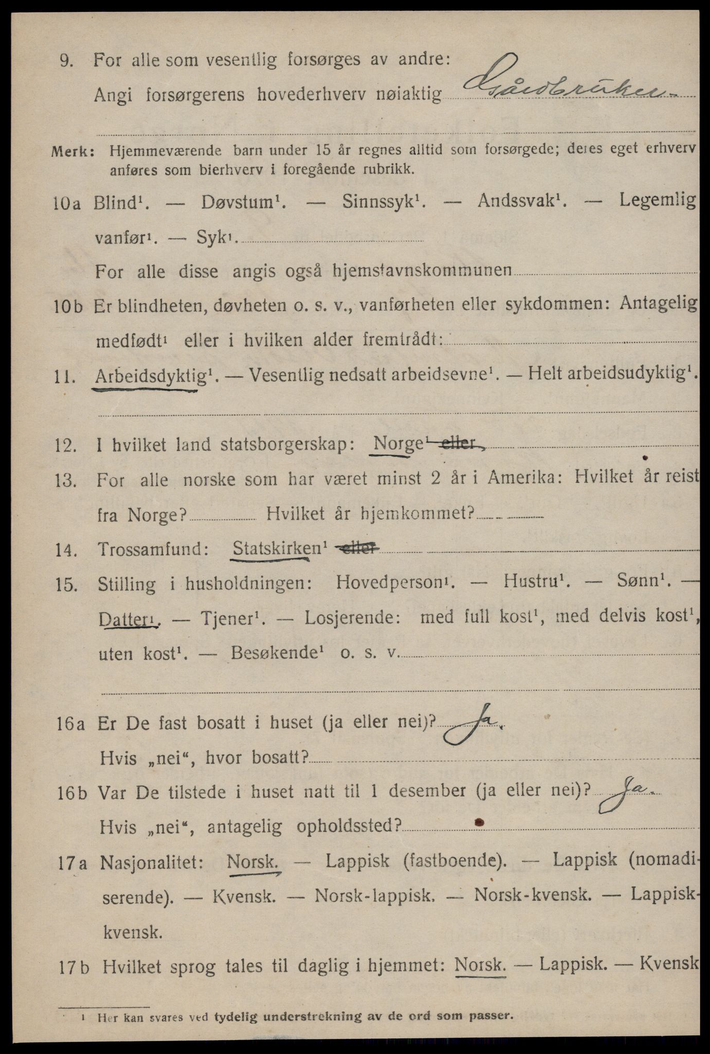 SAT, 1920 census for Røros, 1920, p. 11579