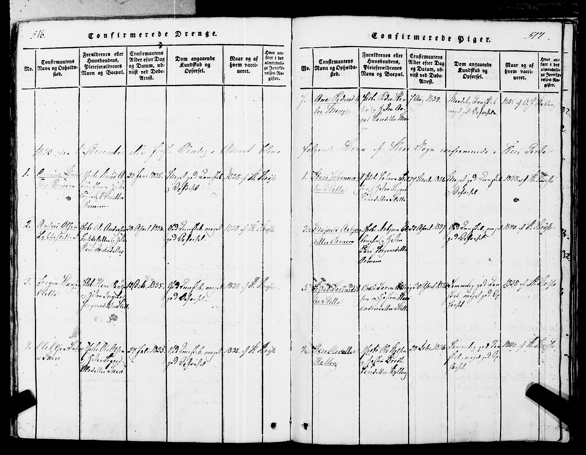 Ministerialprotokoller, klokkerbøker og fødselsregistre - Møre og Romsdal, SAT/A-1454/546/L0593: Parish register (official) no. 546A01, 1818-1853, p. 516-517