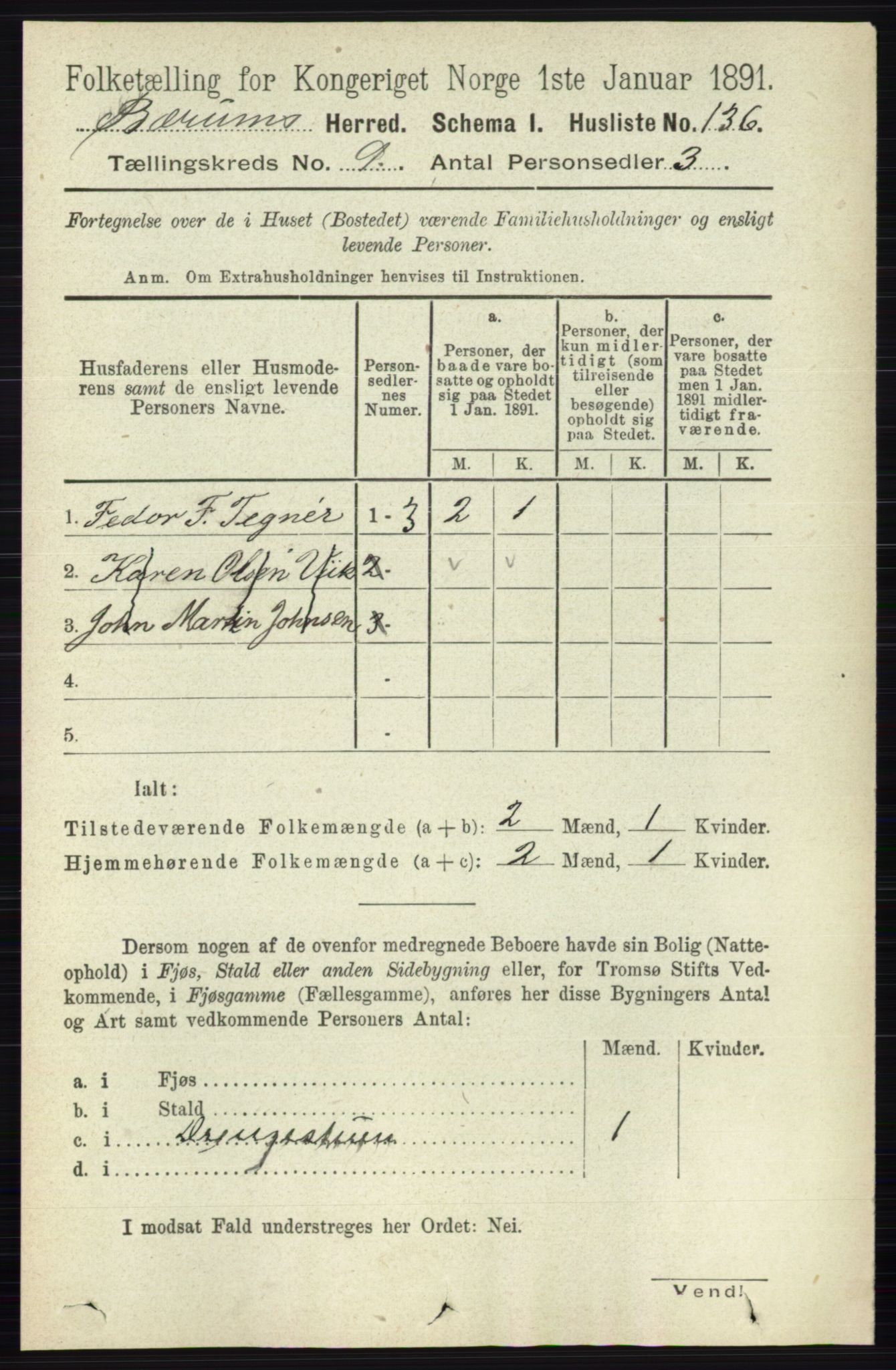 RA, 1891 census for 0219 Bærum, 1891, p. 5123