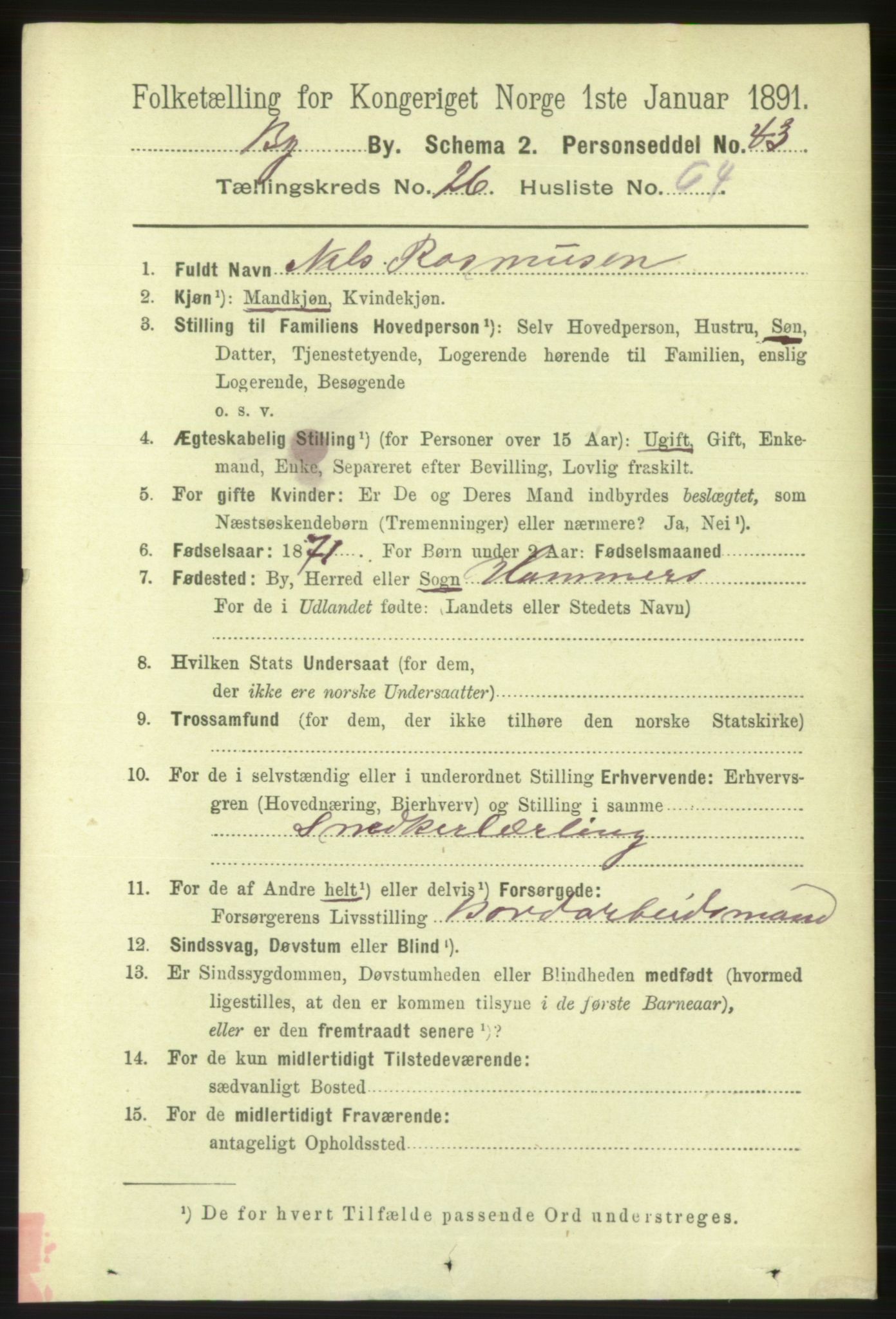 RA, 1891 Census for 1301 Bergen, 1891, p. 35275