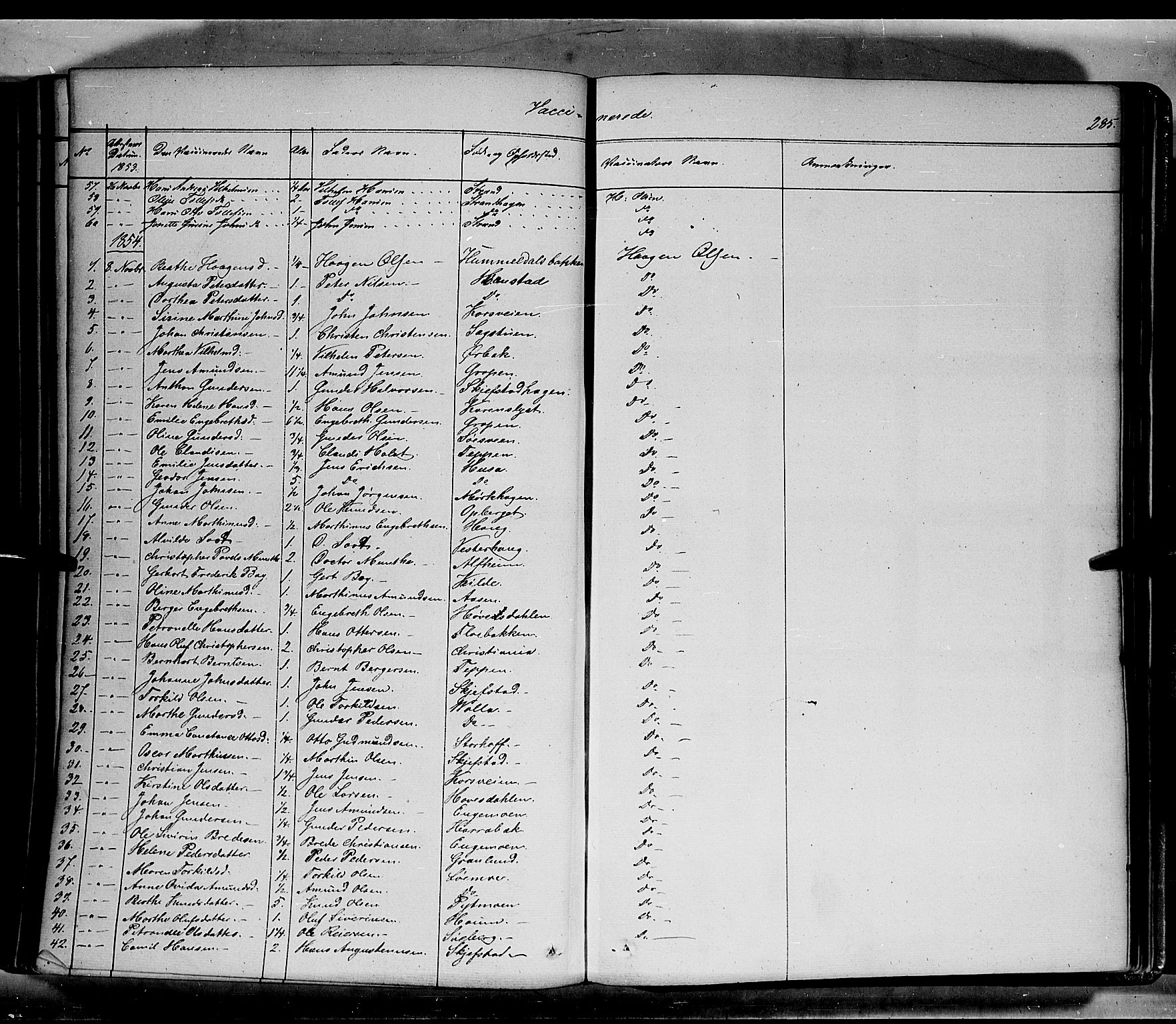 Elverum prestekontor, AV/SAH-PREST-044/H/Ha/Haa/L0009: Parish register (official) no. 9, 1843-1856, p. 285