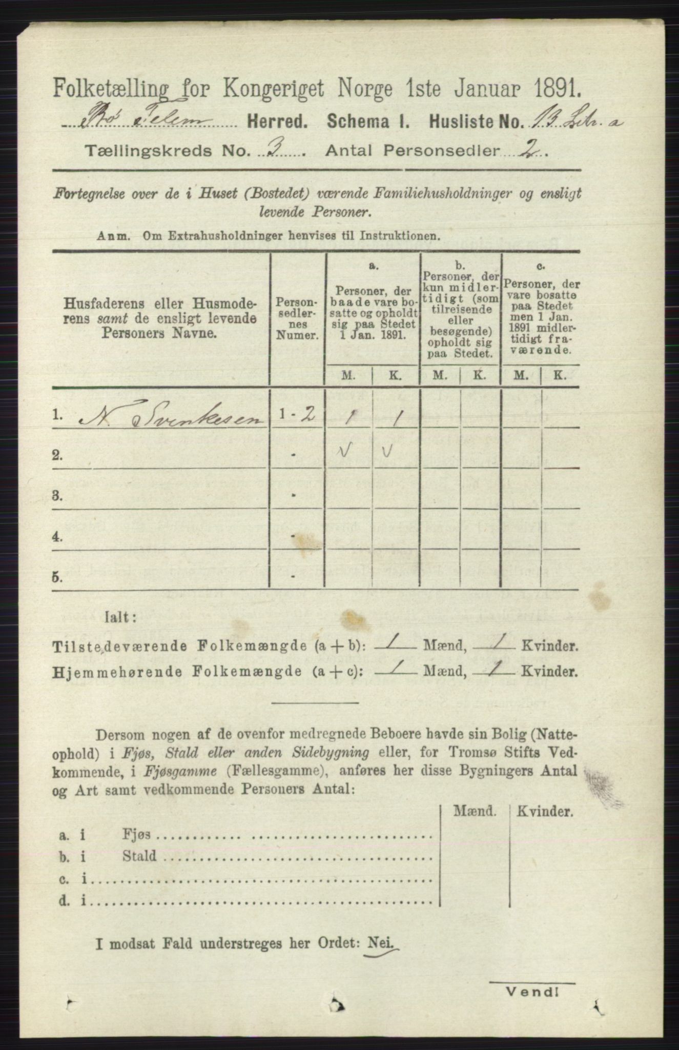 RA, 1891 census for 0821 Bø, 1891, p. 988