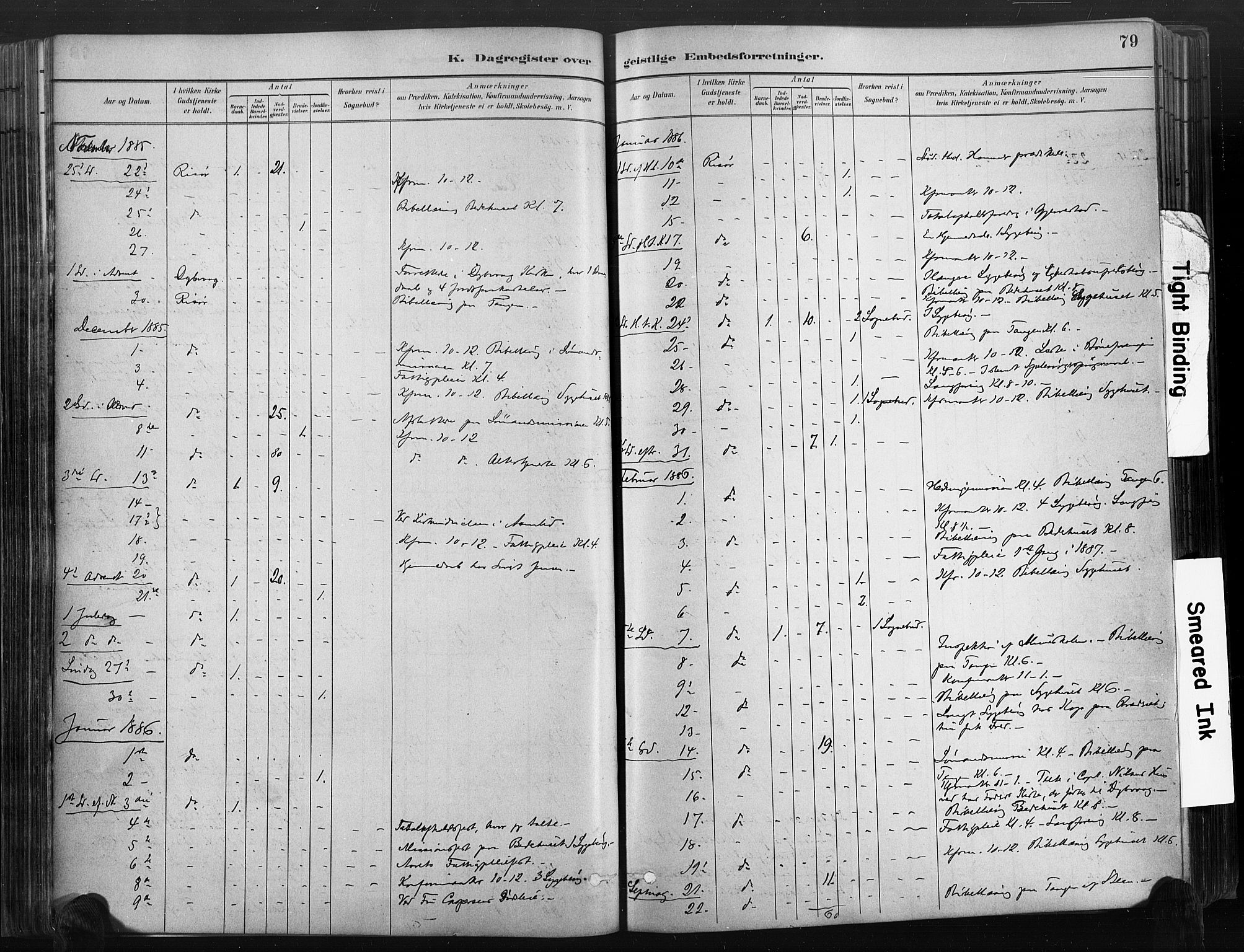 Risør sokneprestkontor, SAK/1111-0035/F/Fa/L0006: Parish register (official) no. A 6, 1883-1908, p. 79