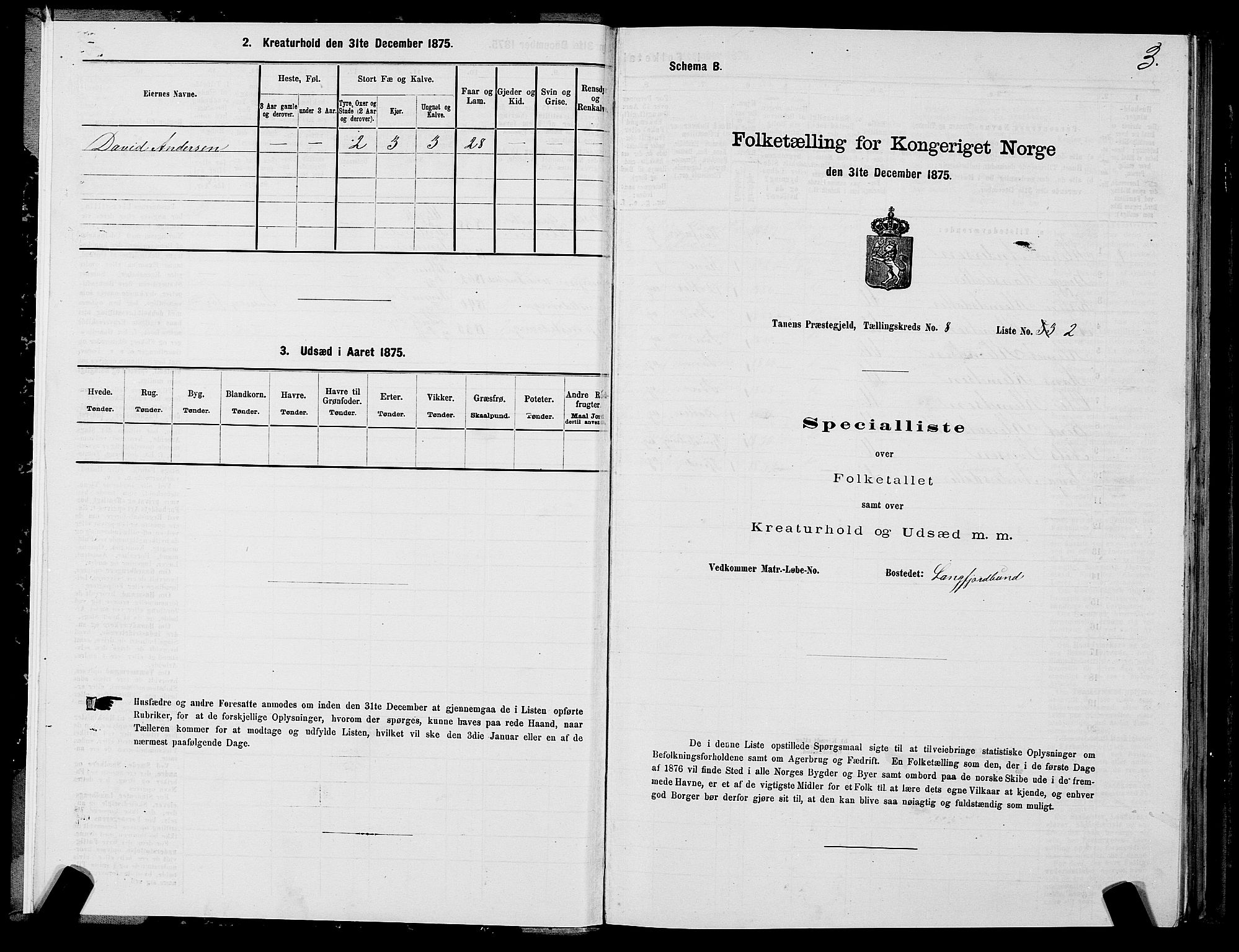 SATØ, 1875 census for 2025P Tana, 1875, p. 3003